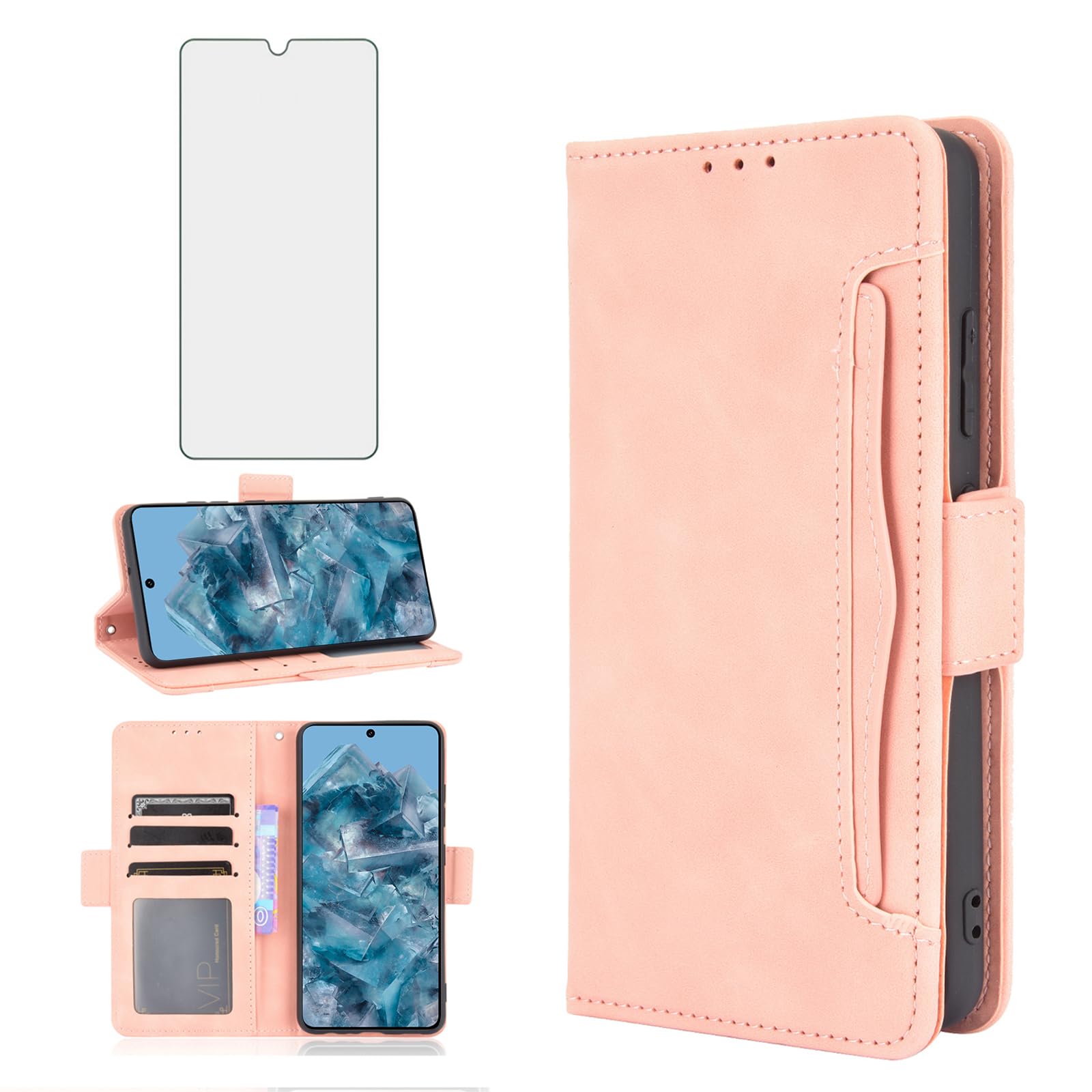 BaiFu Cover per Google Pixel 8 Tasca, Portafoglio Pelle PU Cavalletto Slot Schede, Custodia per Google Pixel 8-Blu