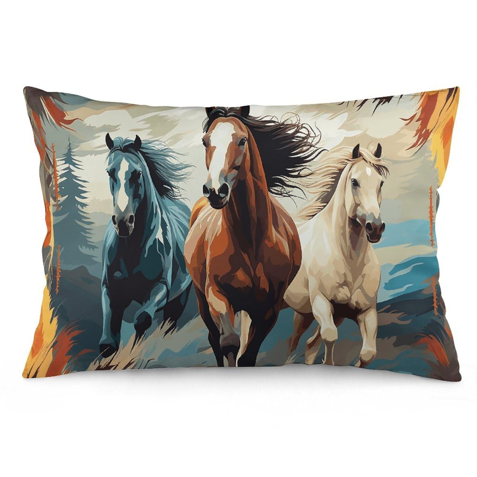 NTVOWPZO 2 Pack Decoration Throw Pillow Covers 12 "x20 Pillowcases Covers A Pattern with Horses As A Background Pillowcases Modern Farmhouse Home Decor Sofa Cushions Covers for Couch Bed Living Room