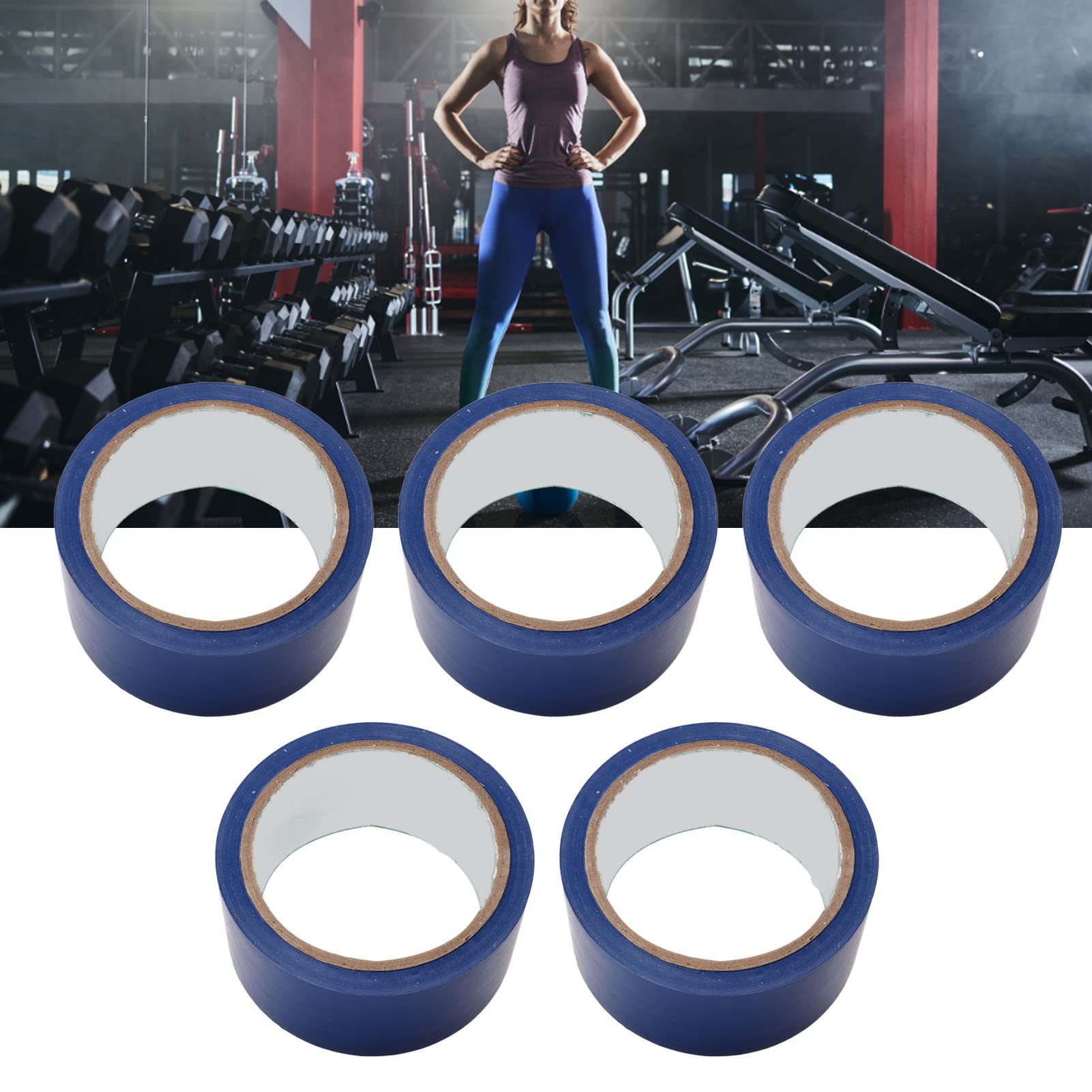 5 Unidades Cinta Adhesiva para Suelo, 2.0 in Cinta Adhesiva Suelo para marcar líneas, Campo de competición, Gimnasio, Baloncesto, Voleibol y cancha de Tenis (Azul)