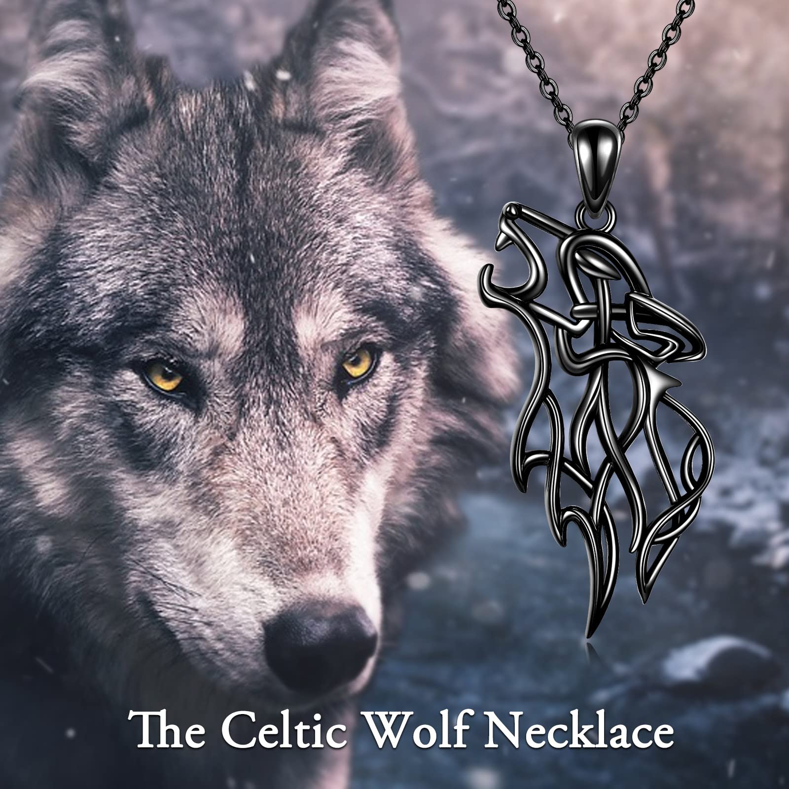 ONEFINITY Wikinger keltischer Wolf Anhänger Halskette für Damen Herren Sterling Silber nordischen heidnischen Schmuck Geschenk
