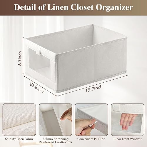 Miniatura 2 de Organizadores y almacenamiento de ropa de lino, paquete de 4 contenedores de almacenamiento de ropa de lino con ventana de malla, organizador de