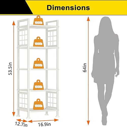 Miniatura 10 de GIOTORENT Estante de almacenamiento de pie de 6 cables, estantería de metal, estante de despensa para lavandería, cocina, baño, organizador (negro)