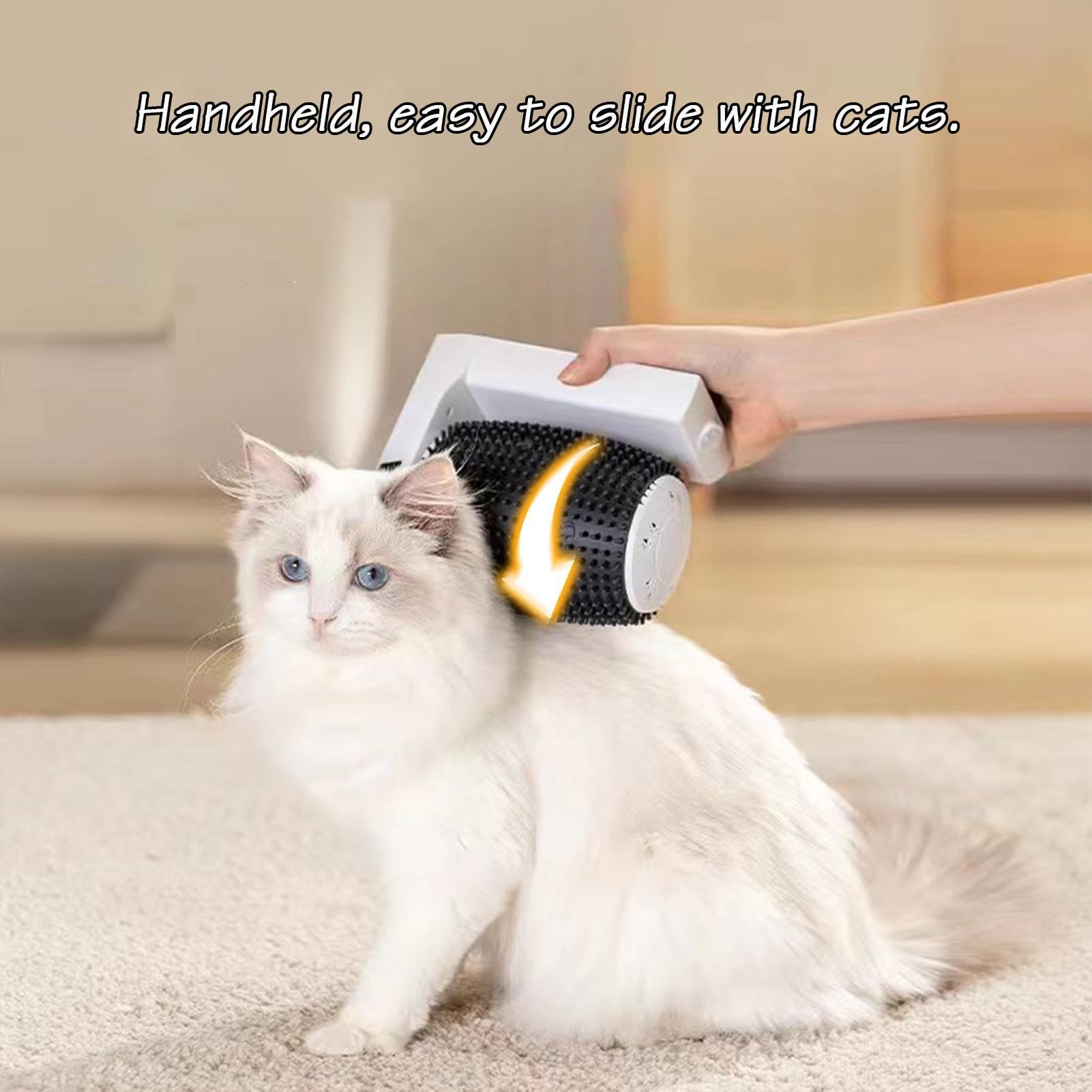 Cepillo de aseo automático para gatos, masajeador eléctrico de , con bolsa de hierba gatera, soporte de pared, cepillo de aseo para gatos largos y cortos | de hierba gatera, soporte de pared, cepillo de aseo para gatos largos y cortos