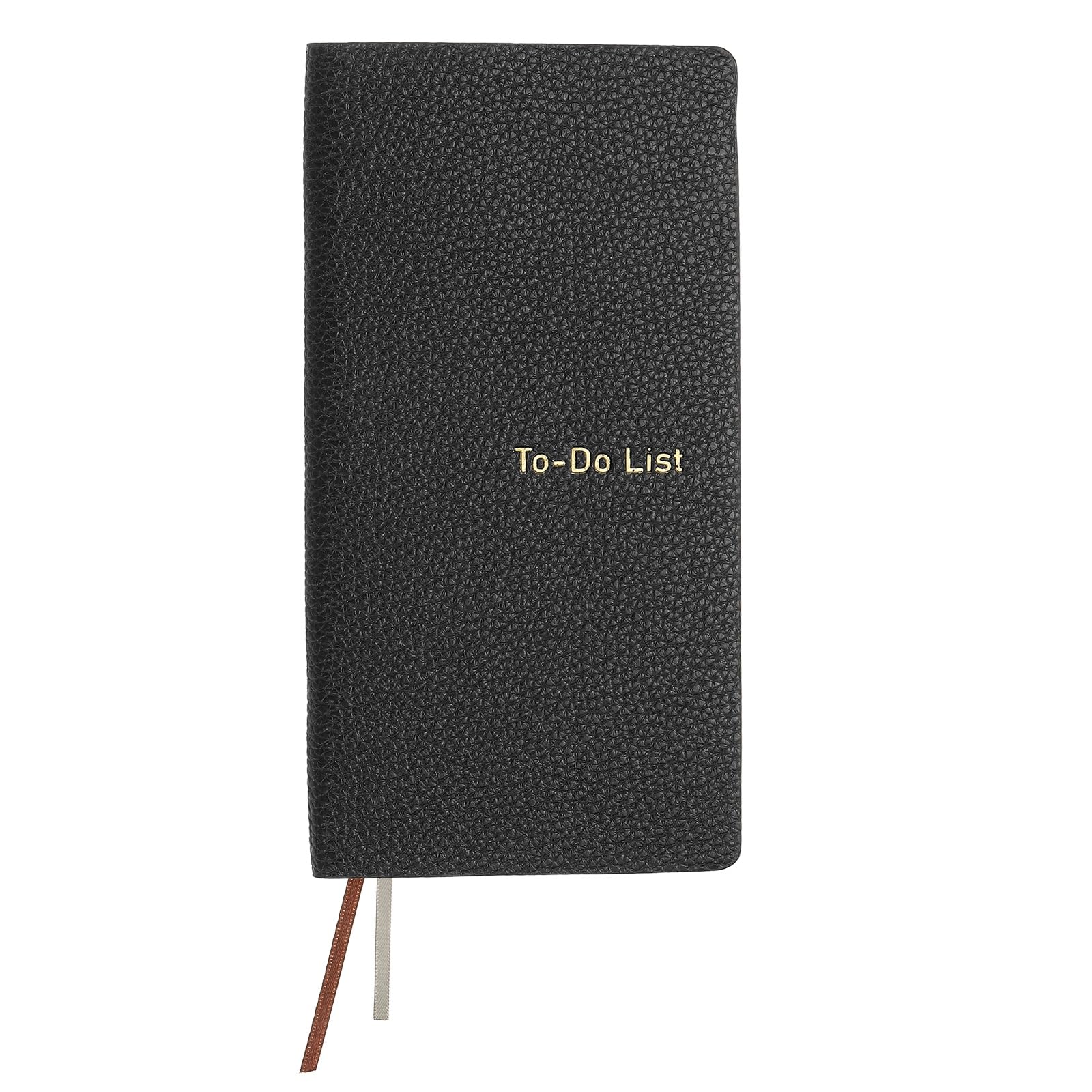 PATIKIL Leather to Do List Notepads, 160 Pages 6.5 x 3.2" Leather Daily Planners to Do List Notebook for Business Personal Daily Plans Schedule Planner Notebook Office Supplies, Black