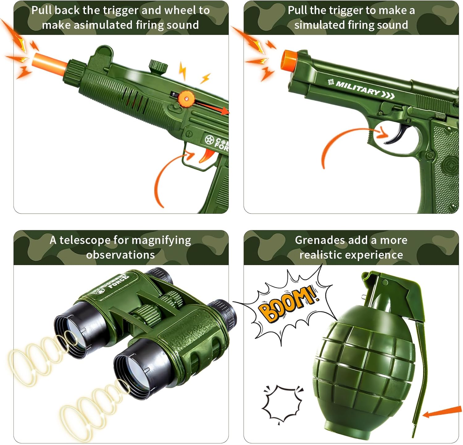 Army Costume for Boys, Halloween Costumes for Kids, Military Costumes with Accessories, Dress up with Equipment, Military Accessories Uniform, Gift Toys for Kids 3-12 (Medium) - Image 6