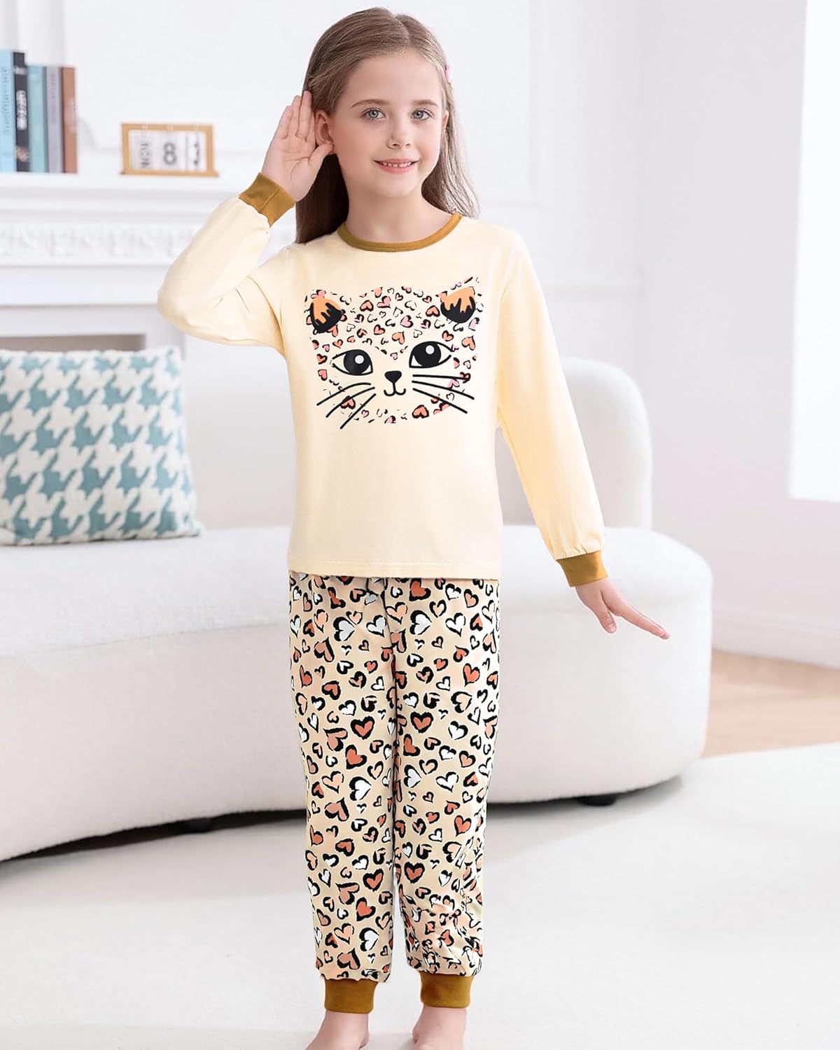 CARETOO Girls Pajamas Kids Cotton Pajama Sets 2-Piece Long Sleeve Pjs Comfy Girls Sleepwear for 4-12 Years - Image 2