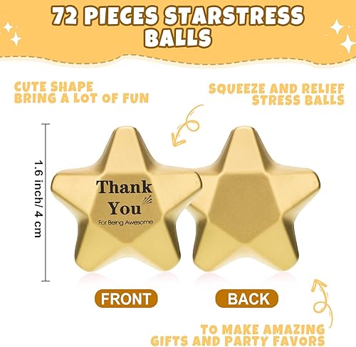 Miniatura 2 de DEEKIN 72 bolas de estrés con forma de estrella de 1.6 pulgadas, mini bolas de espuma para aliviar el estrés para adolescentes, adultos, premios de