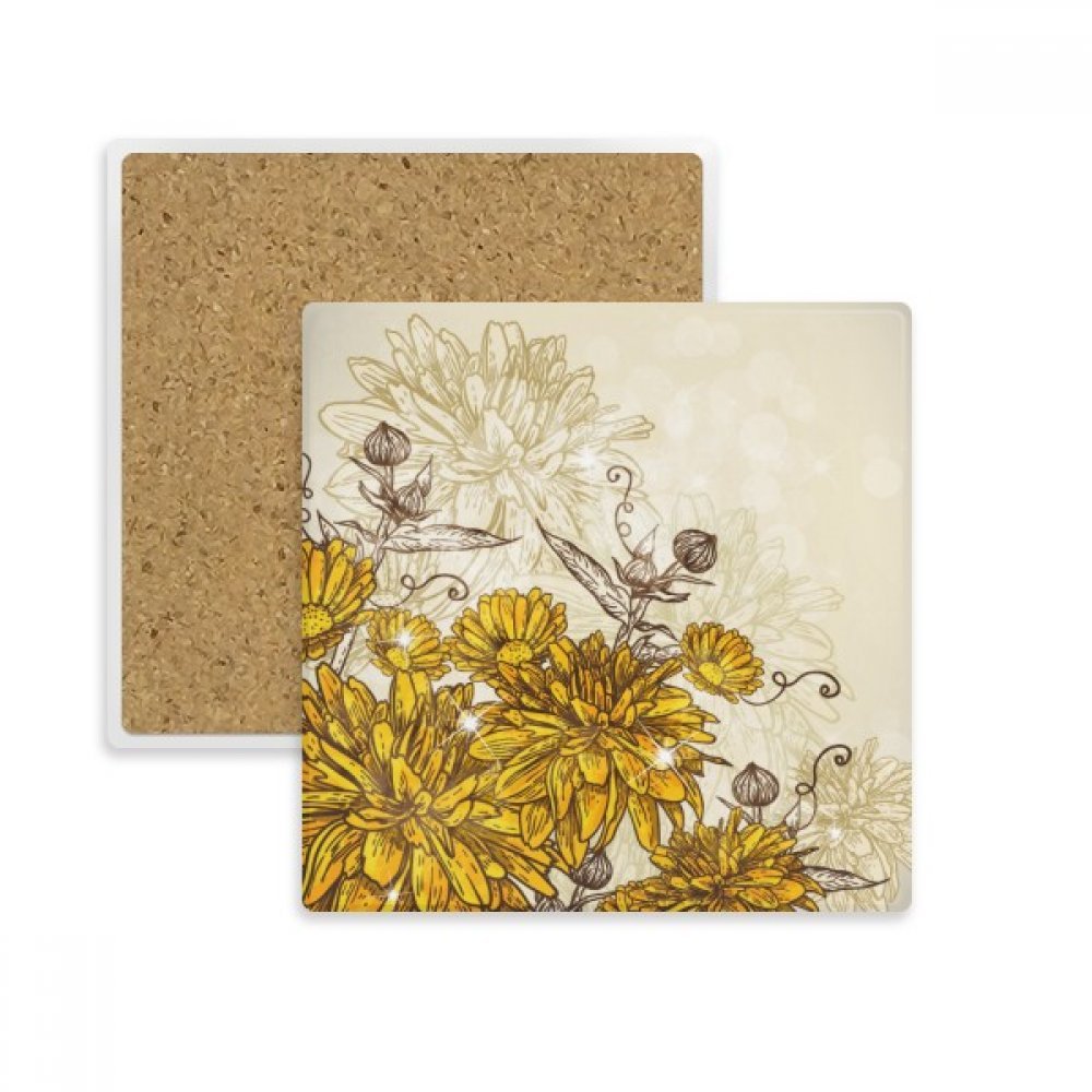 Fleur jaune chrysanthème dessous de verre imprimé pour embellir vos pauses café au salon