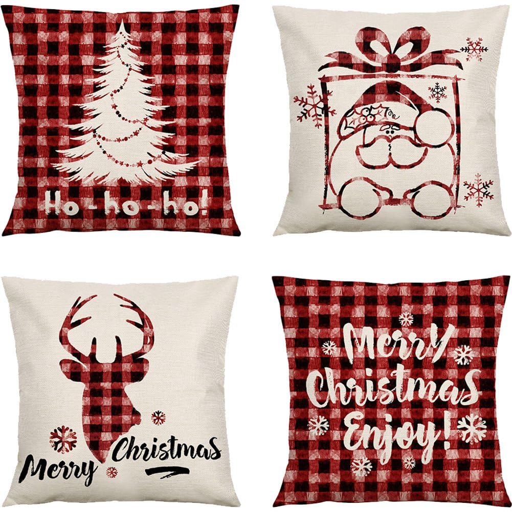 Housse de coussin de Noël haut de gamme 45x45 cm, élégance hivernale pour canapé