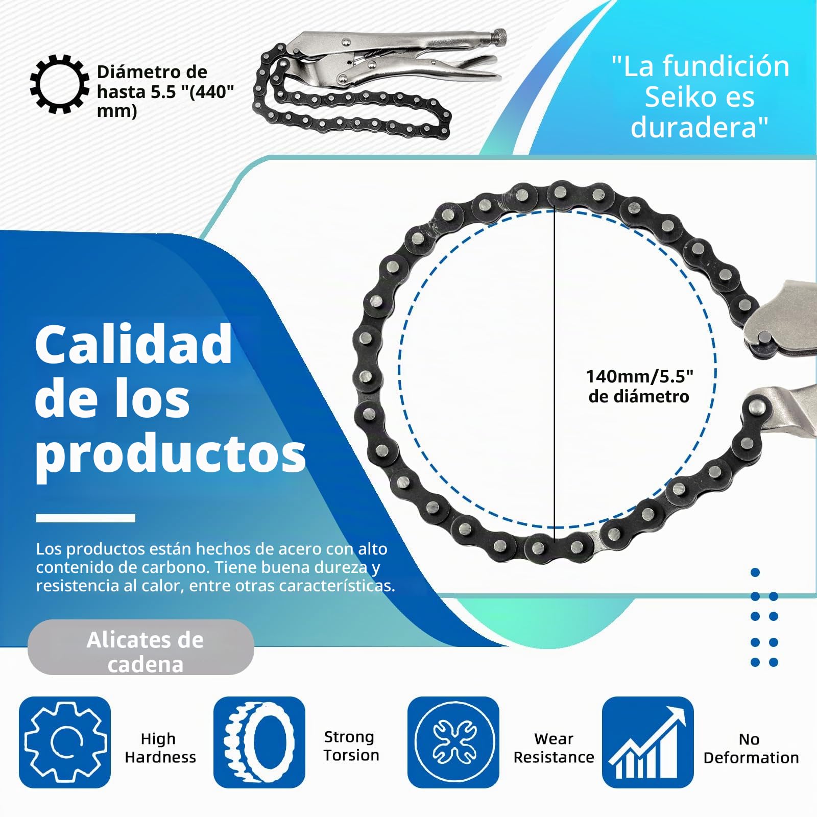 Glarks 2 clips de cadena de bloqueo de 9 pulgadas, con cadena de 20 pulgadas, pinzas de cadena de llave de Sierra de cadena pesada, pinzas de cadena de acero y desencadenadores de liberación rápida