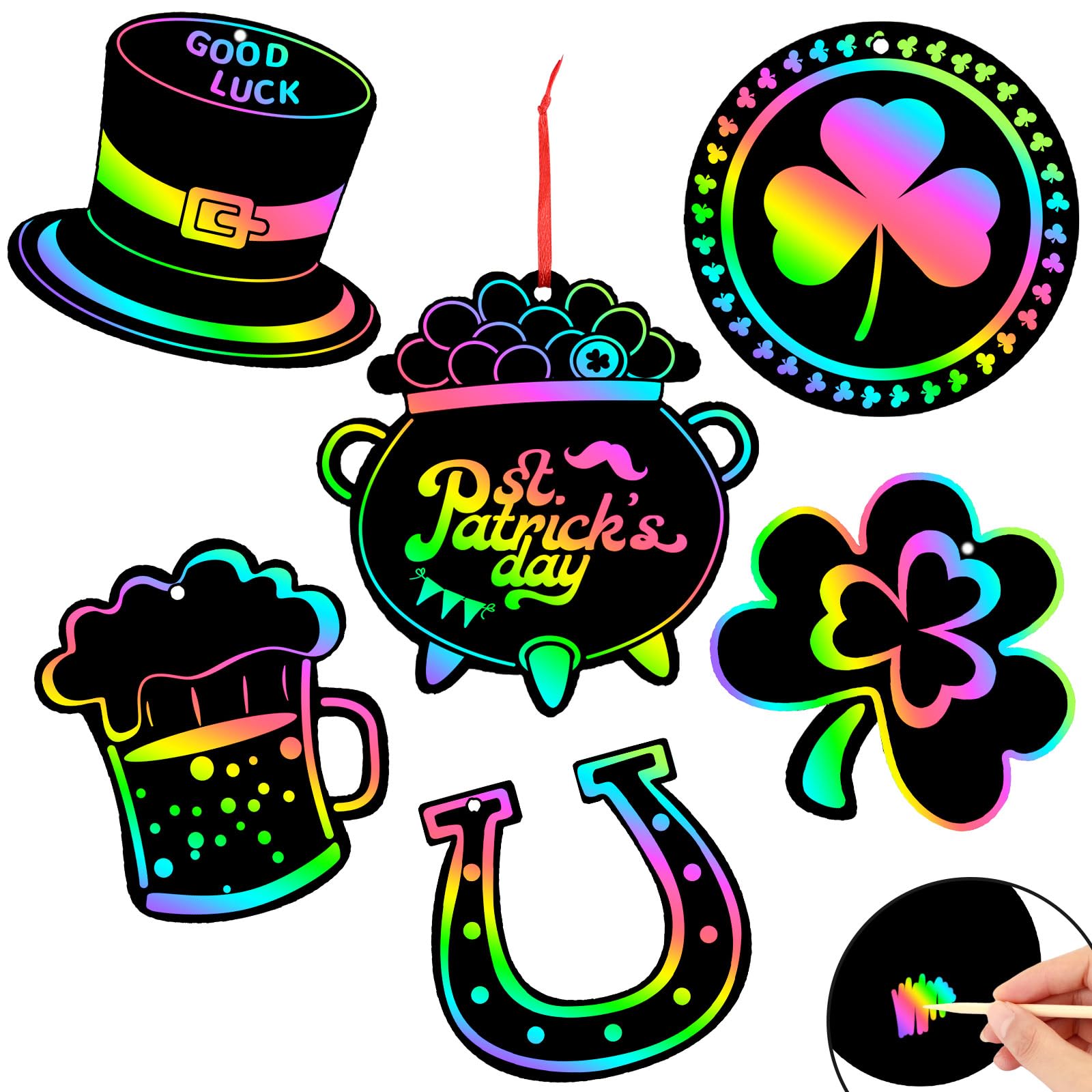 Snapklik.com : 36 PCS St Patricks Day Scratch Art For Kids, St Patricks ...