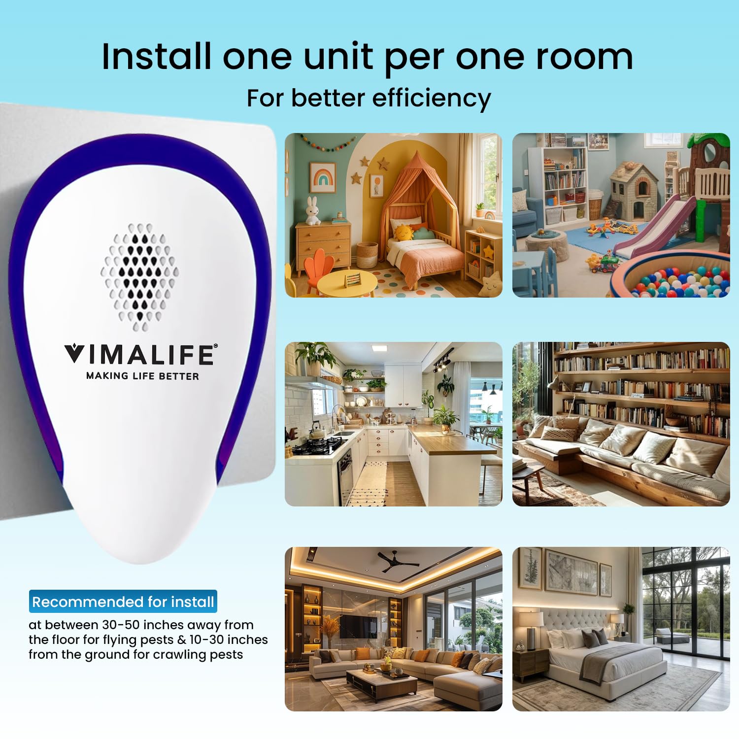 VIMALIFE 2025 Dispositivo elettrico repellente per zanzare all'aperto e all'interno, repellente portatile per insetti per campeggio, viaggi, protezione del corpo e del cortile