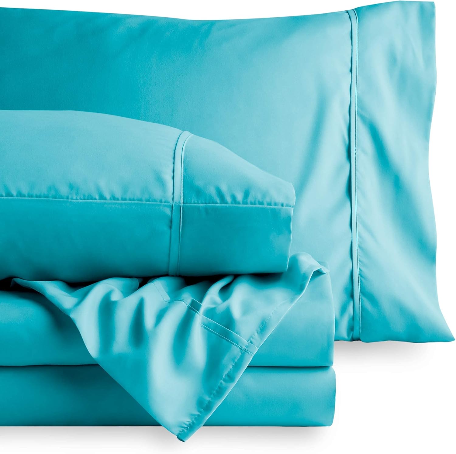 Bare Home Twin XL Sheet Set - 1800 Ultra-Soft Microfiber Bed Sheets (Twin XL, Aqua) + Comforter Set - All Season (Twin/Twin XL, Aqua)
