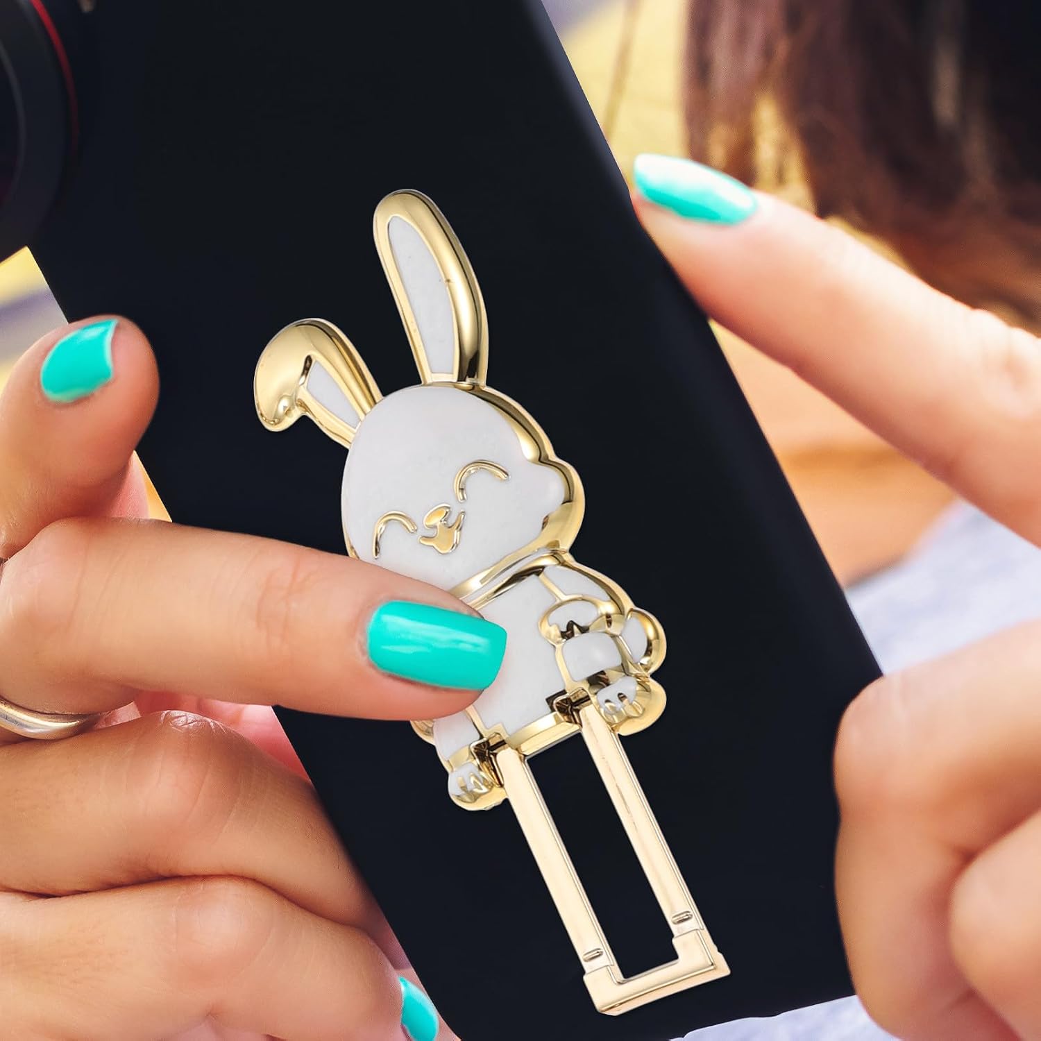 7pcs Rabbit Phone Stand Adjustable Folding Abs Electroplate Holder image 4