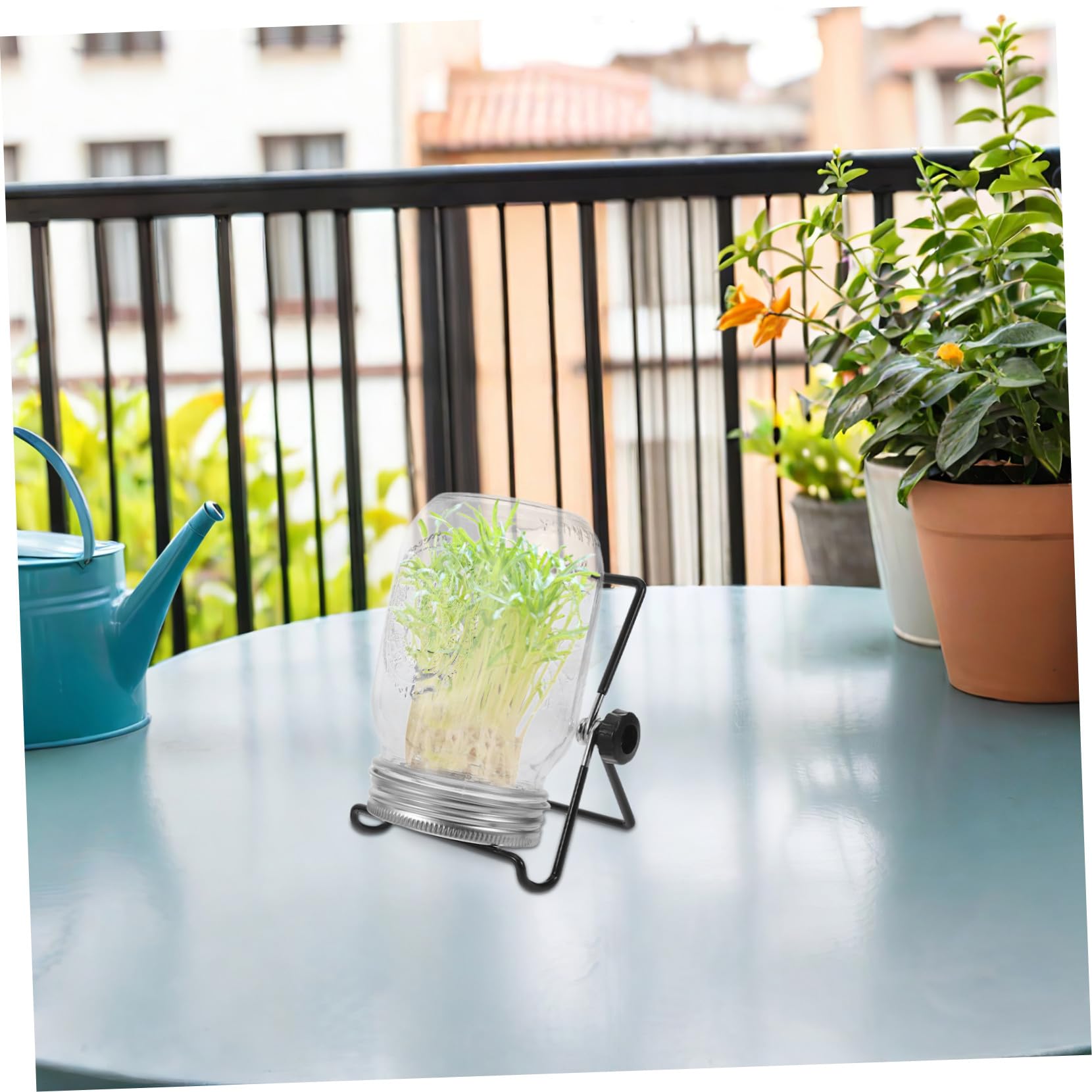 2 Juegos Kit de Germinación de Brotes con Tapa Colador de Acero Inoxidable y Soporte para Frascos de Almacenamiento para Microgreens y Brotes Casa y Fiestas