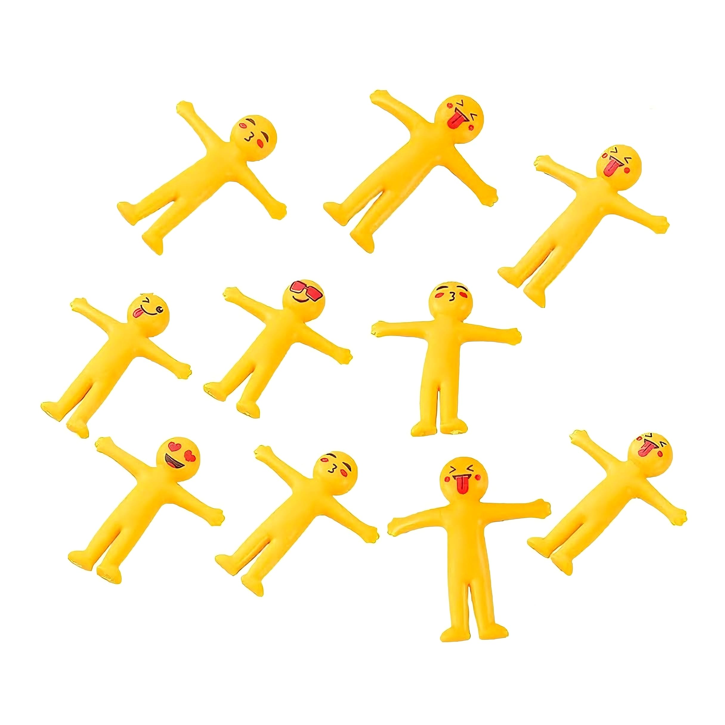 10 PCS Taba Squishy,Sticky Balls, Stretchy Bendable Man, Stress Relief Squeeze Toys, Yellow Sticky Little Character, Emoji Pack, Suitable for Classroom Rewards, Lucky Draw Prizes, Relax Your Mood