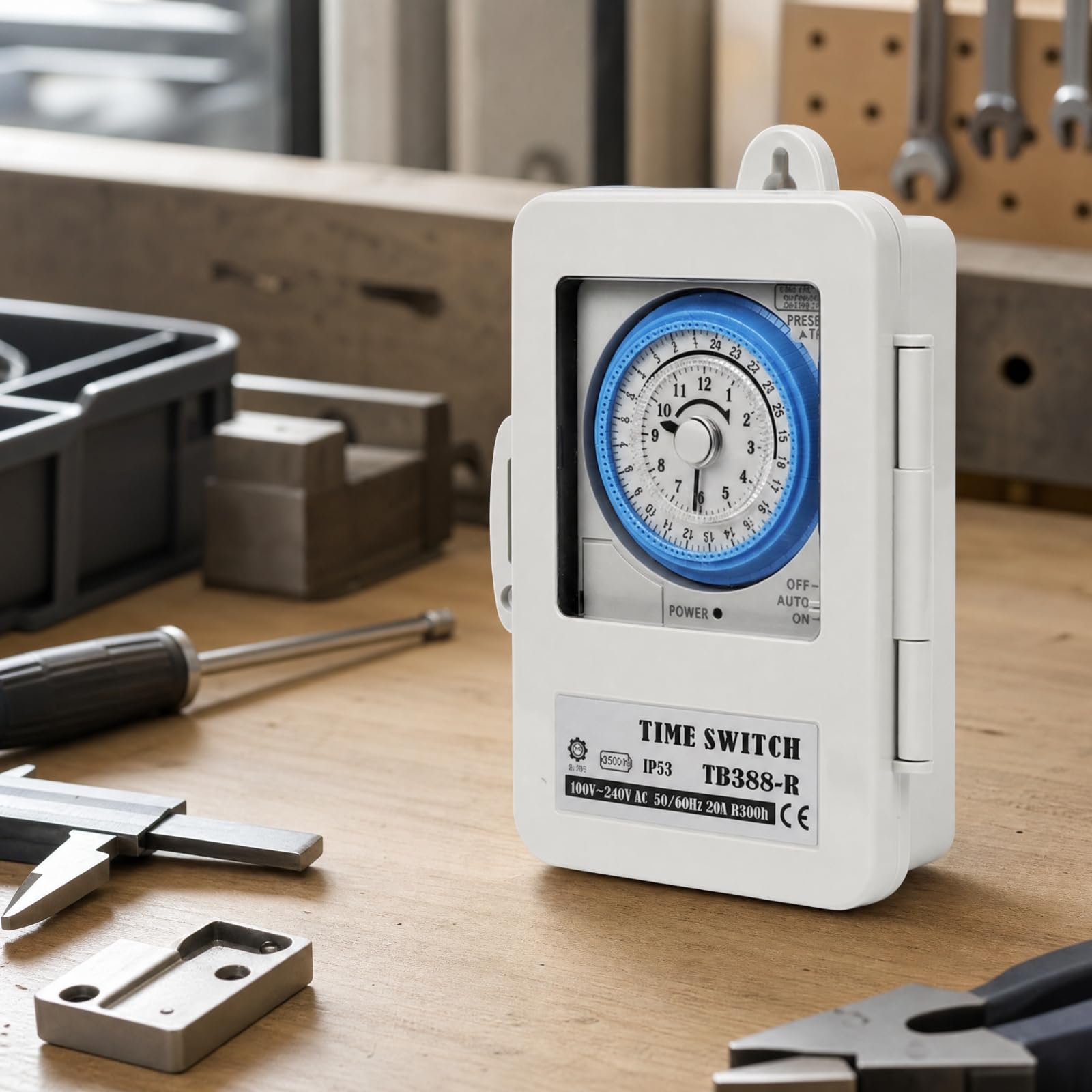 Temporizador Mecánico 24 Horas IP53 Temporizador Mecánico Compacto Programador Horario con Batería Interna para Electricistas