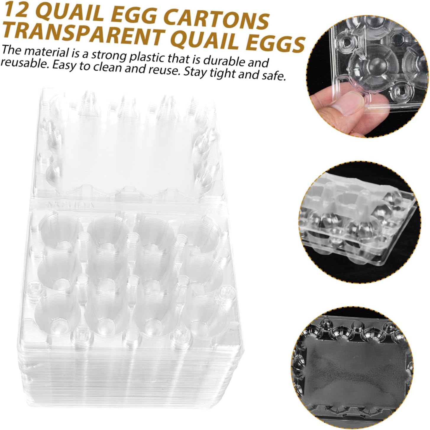 ARTIBETTER 12-Pack Quail Egg Cartons Disposable Kitchen Egg Organizer with Buckle Stackable for