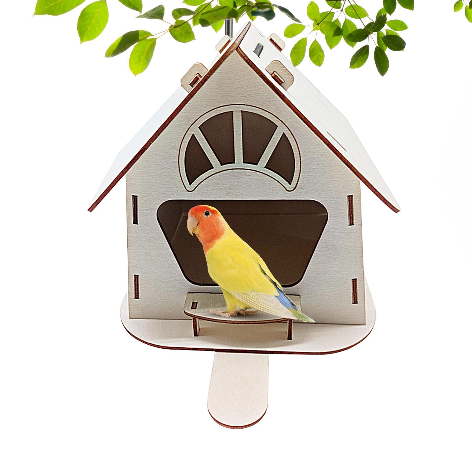 Amazon.co.jp: 木製巣箱、木製巣箱 - オウムの未完成の木造住宅 鳥よけ