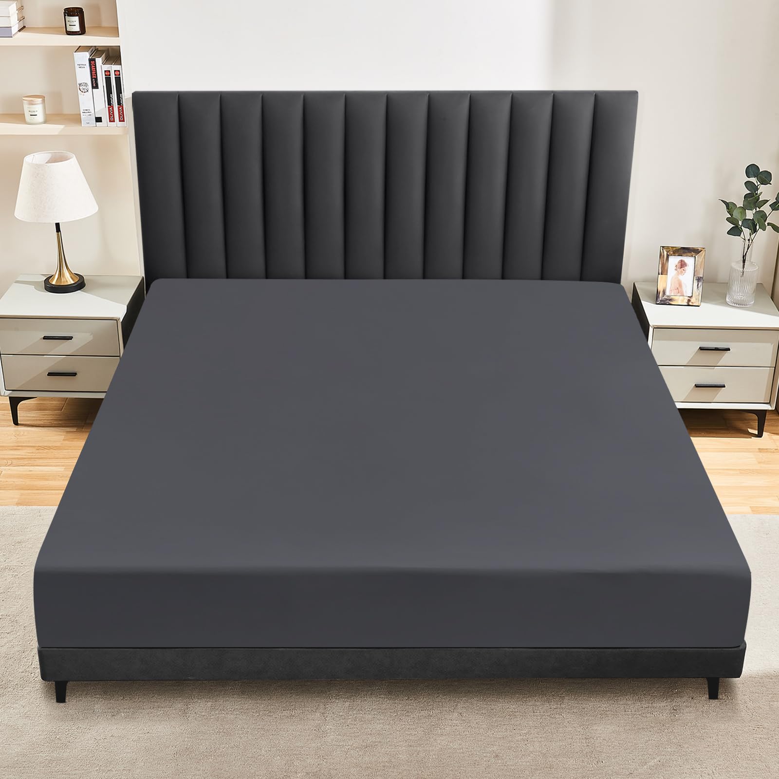 Protège-Matelas 140x200 Cm Imperméable Respirant Anthracite - Jusqu'à 30 Cm D'Épaisseur