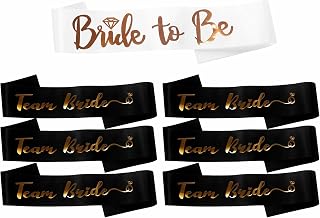 Hen Party Sash Set Bride to Bee Band, White & 6 x Team Bride Sash Black, Bridal Shower Sash Accessories Wedding Bridal and Team Bridal Band for Bride Shower Bridal Shower Bachelorette Party Supplies Decorations