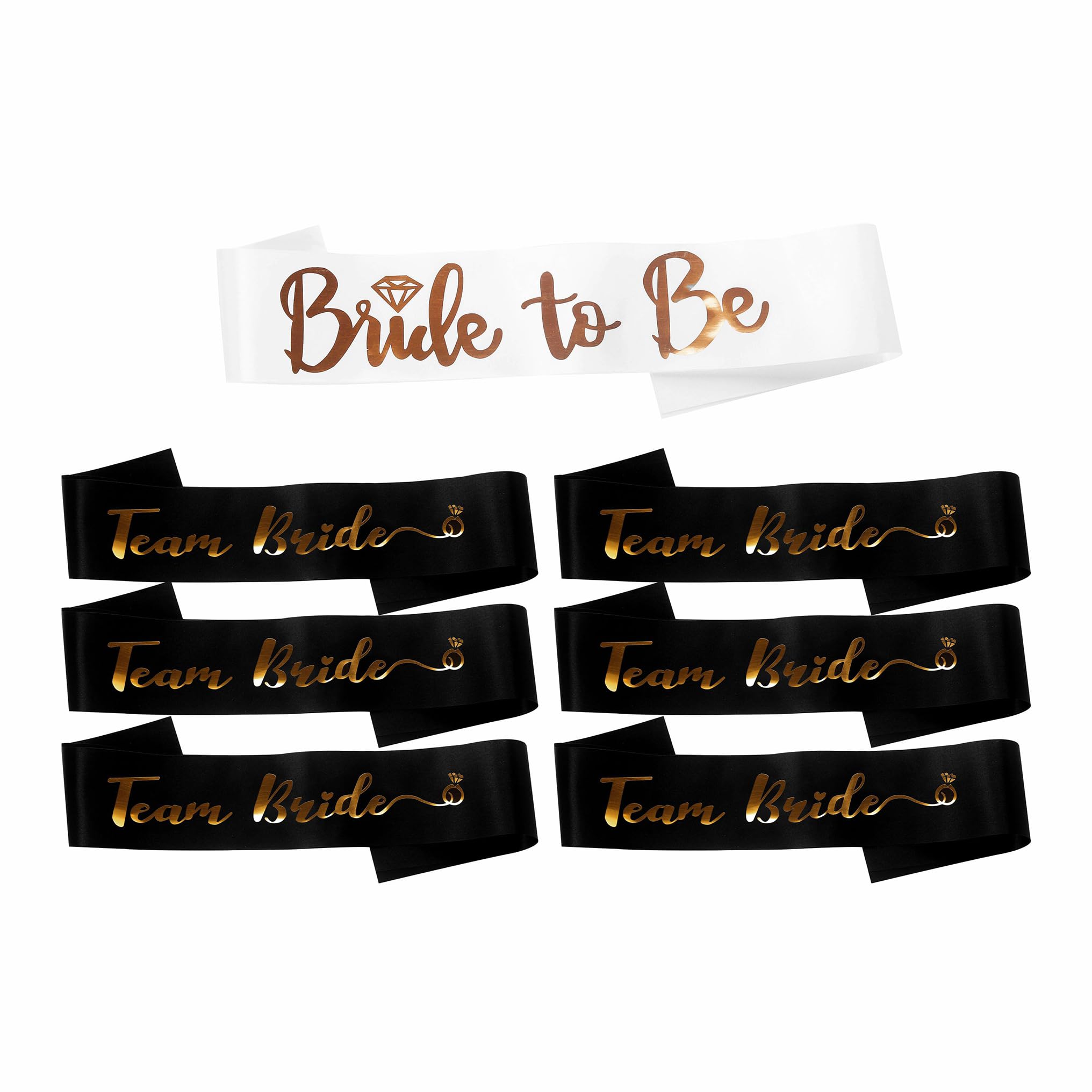 Hen Party Sashes Set Bride to Be Sash White & 6 x Team Bride Sash Black