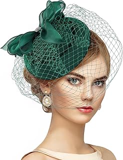 Fascinators ピルボックスハット 女性用 -1920年代 50年代 ヴィンテージ ティーパーティーハット 2025 ケンタッキーダービー ファシネーター ヘアクリップ付き