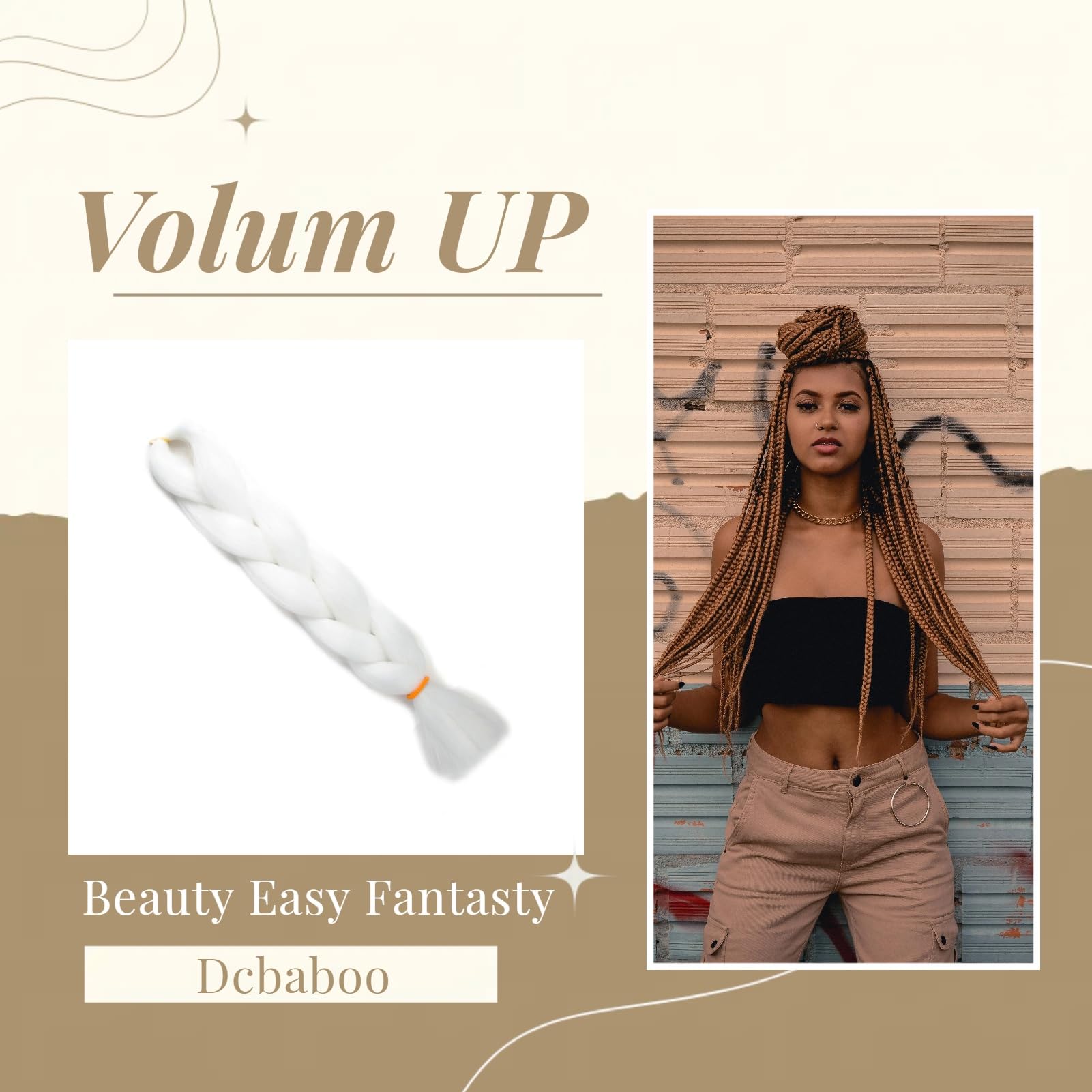 Dcbaboo White Hair Extensions for Braiding Jumbo Braiding Hair Extension 1pack 24inch Synthetic Hair Kanekalon Ombre Braids Extensions Hair Afro Crochet Twist Box Braids 100g - Image 3