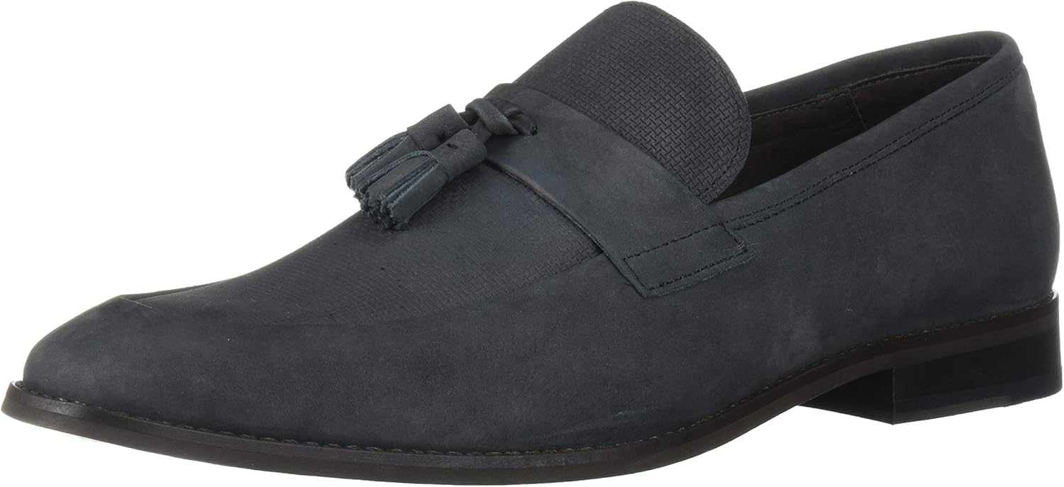 Marc Joseph New York Men's Leather Luxury Gold Collection Tassle Loafer, Grey Nubuck, 11