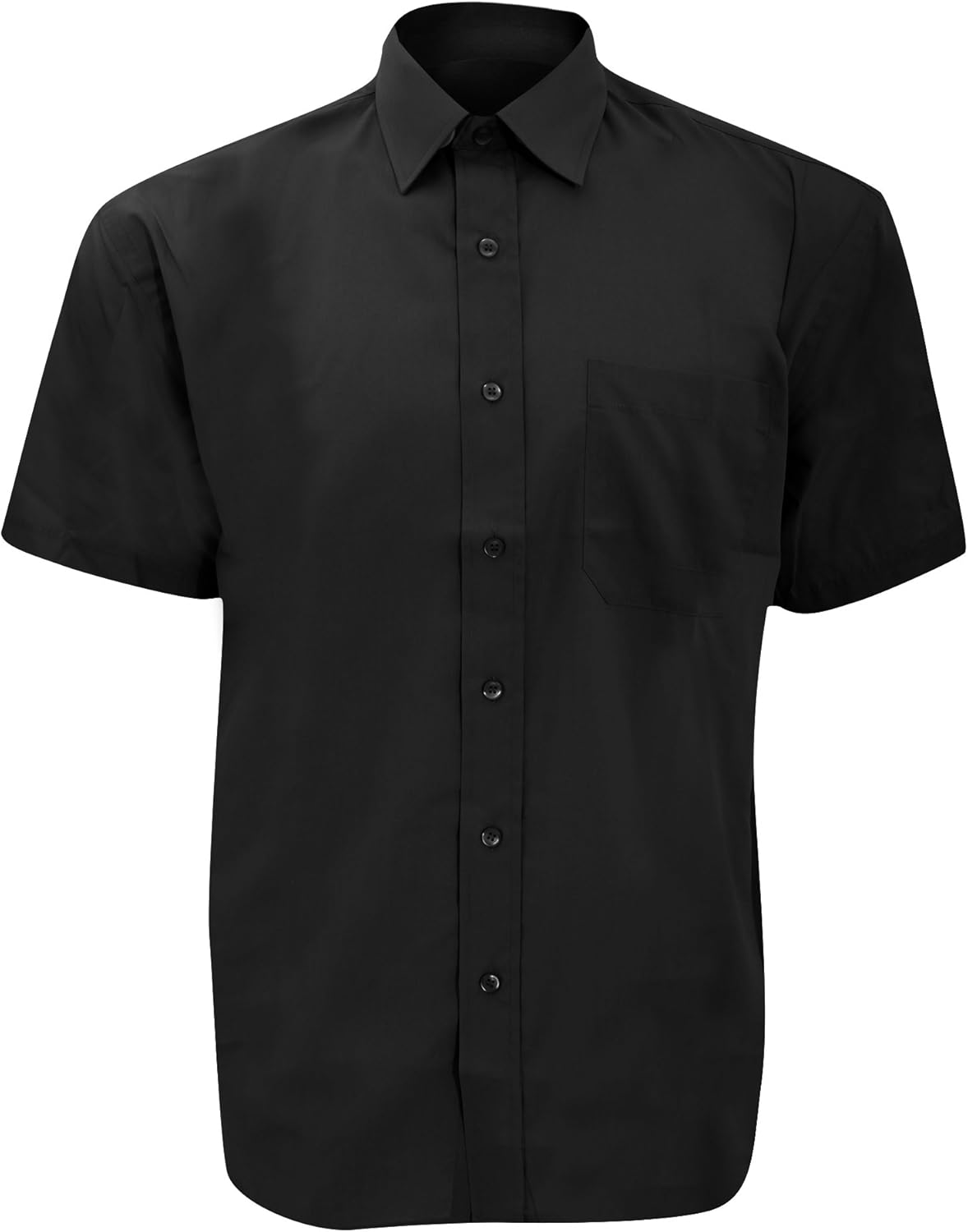 Russell Collection Mens Short Sleeve Poly-Cotton Easy Care Poplin Shirt (14.5) (Black)