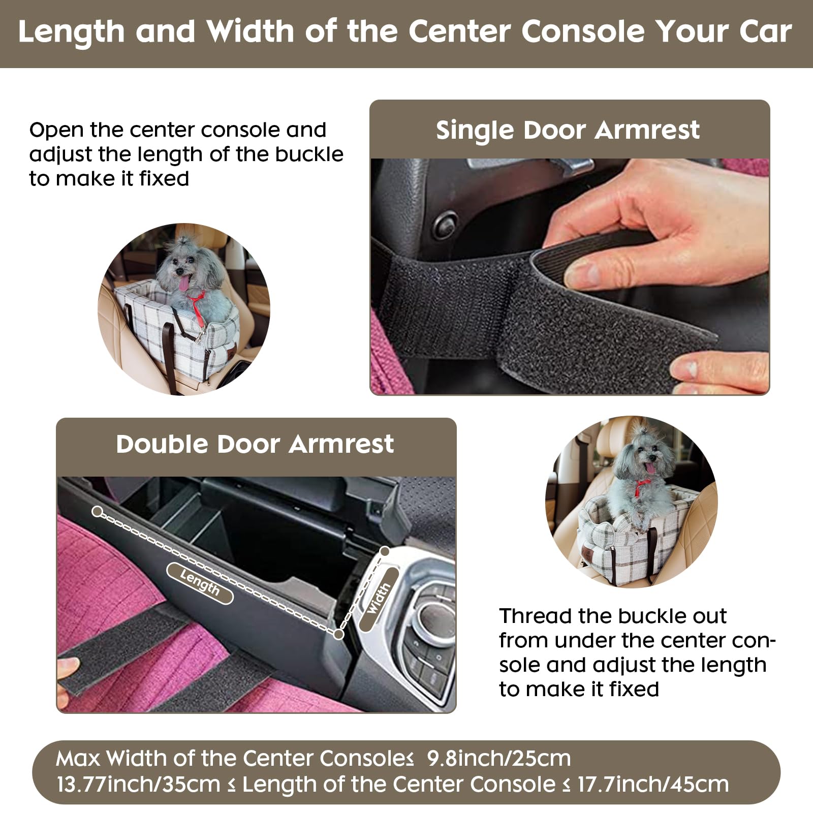 Siège Auto Chien Petite Taille 2en1 - Panier Voiture, Sac Transport Avant avec Oreiller Lavable et Amovible pour Chien et Chat