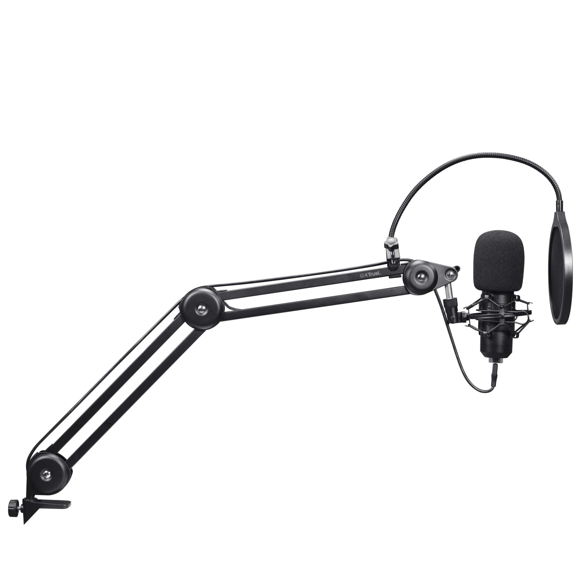 GXTrust Emita II Microphone avec Bras, Filtre Anti-Pop et Anti-Vent, Noir