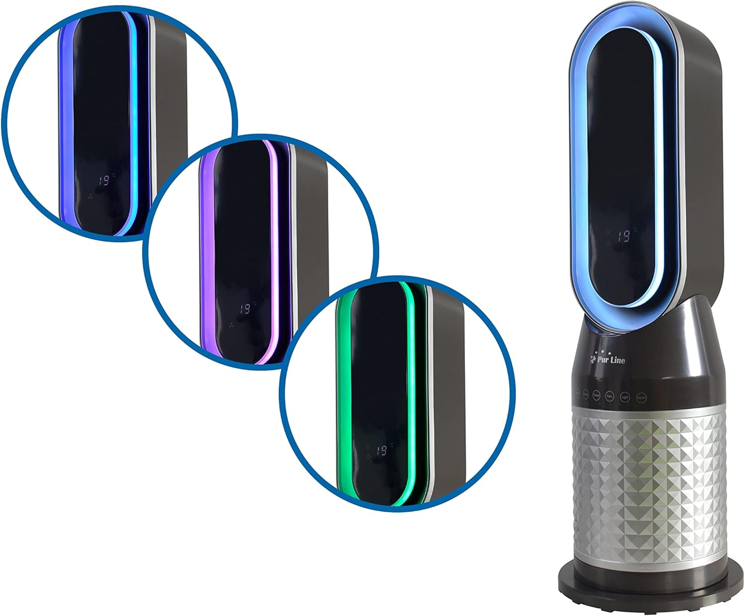 Purline HOTI T100 heater displaying different LED light colors