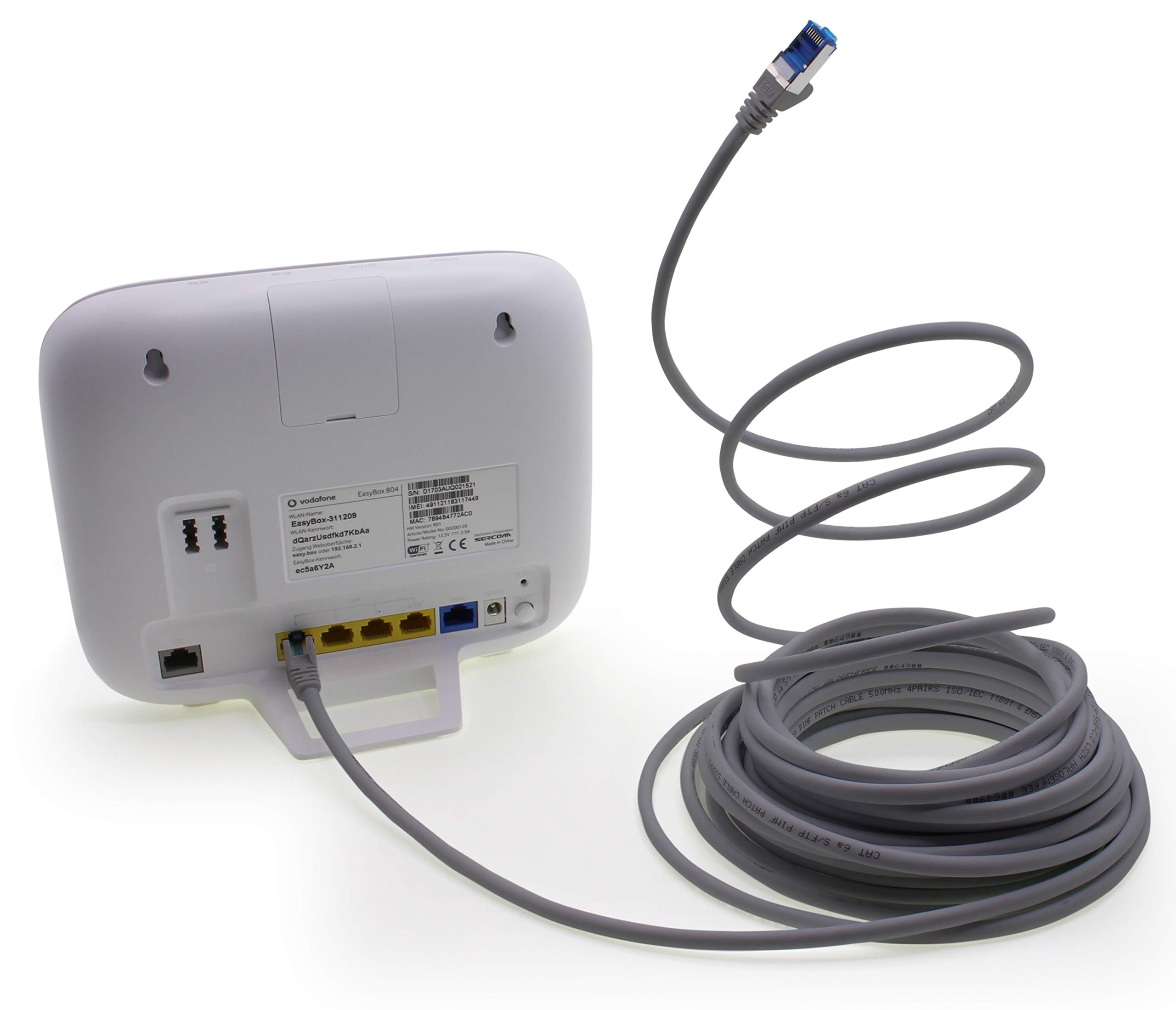 1aTTack.de Câble réseau Ethernet Gigabit LAN CAT.6a 10 m, câble patch RJ45 10 Gb/s SFTP PIMF gris - 5 pièces