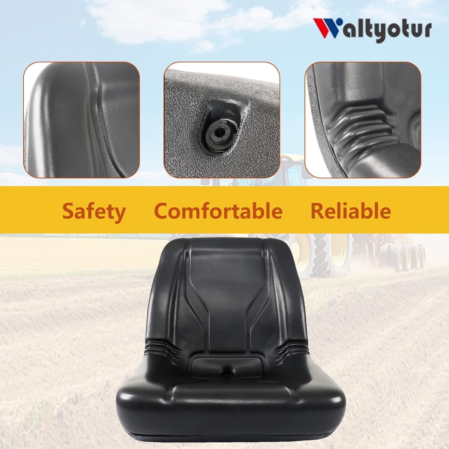 waltyotur New Black Seat Replacement for Kubota L3010 L3410 L3710 L4310 L4610 Compact Tractor L48 Backhoe