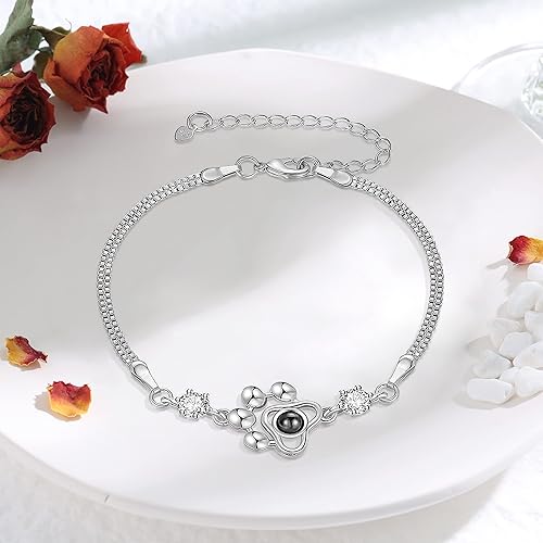 Miniatura 3 de Collar personalizado con foto para mascotas, collar de proyección de encanto de foto personalizada, colgante de pata de perro, gato, joyería