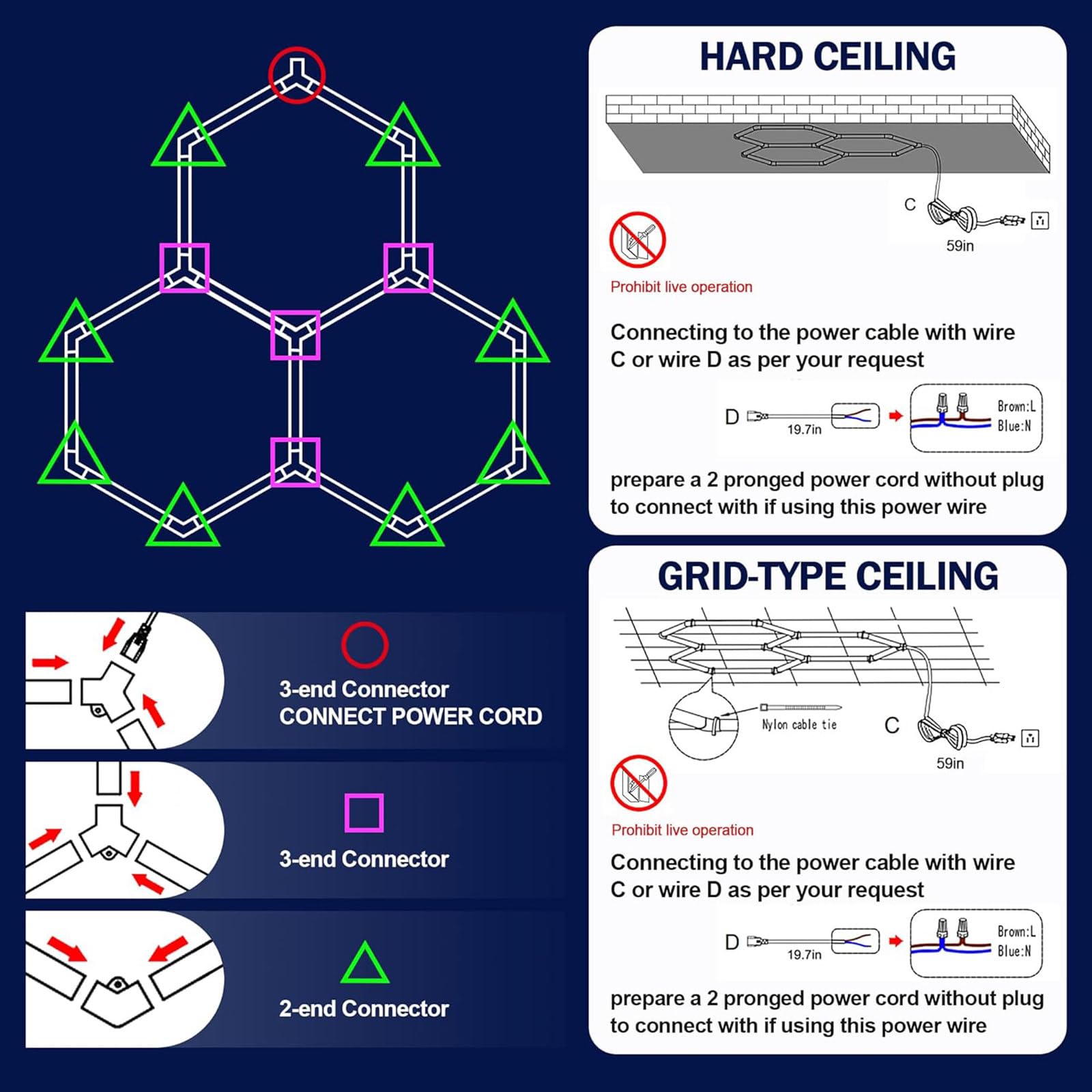 14 Hexagonal LED Garage Lights 65000K Pure White Light Honeycomb Lights for Garage Workshop Car Beauty Shop Exhibition — view 9