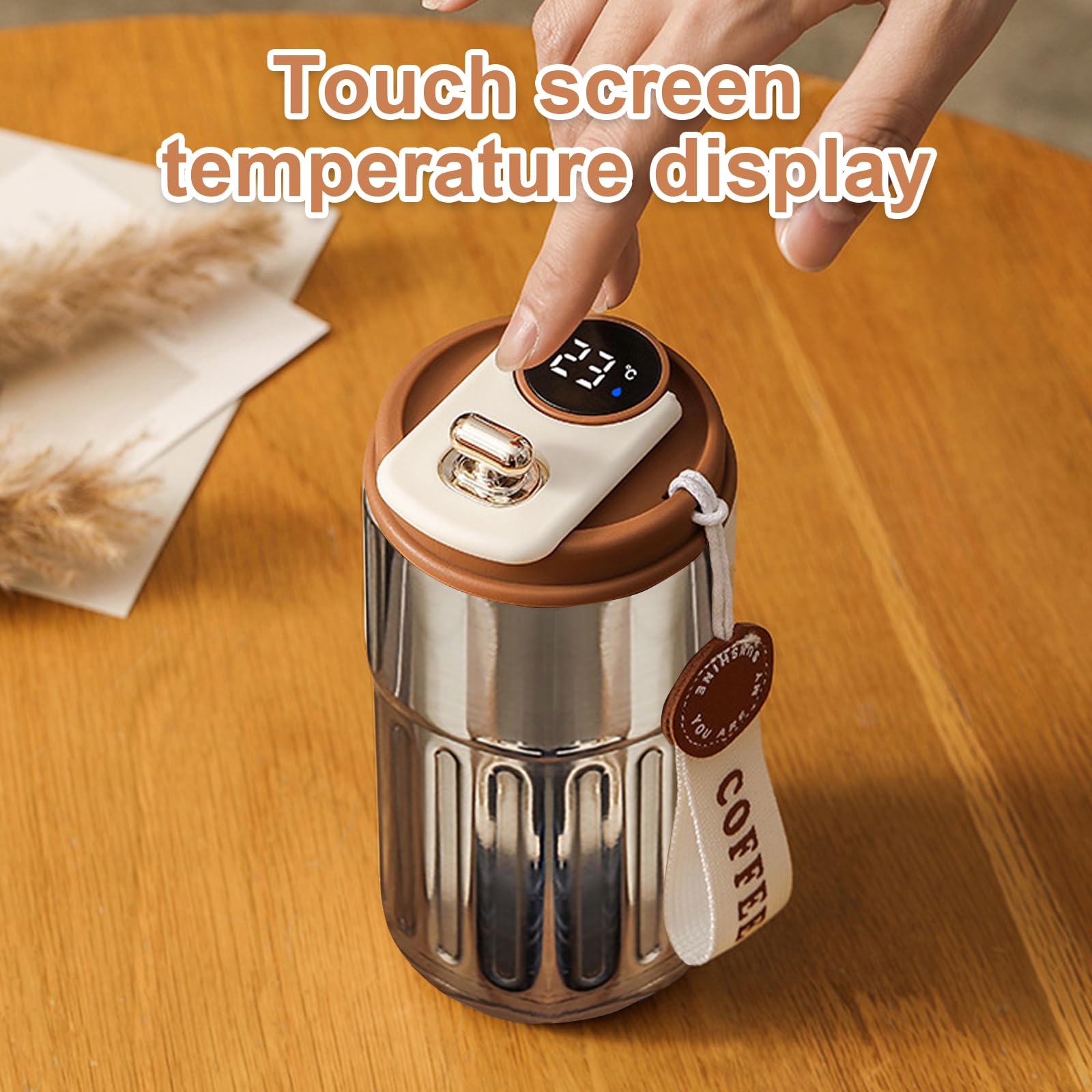 Mug Isotherme Intelligent avec affichage de température - Beige et