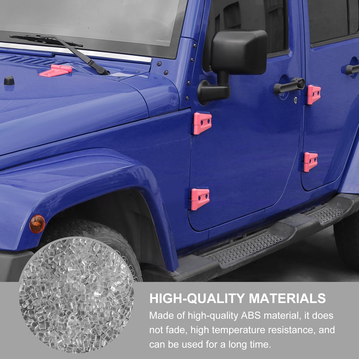 Jimen Compatible with Jeep Wrangler JK & Unlimited 4 Door 2007-2018, 30PCS Car Door Hinge & Hood Hinge Cover Exterior Trim Accessories (Pink)