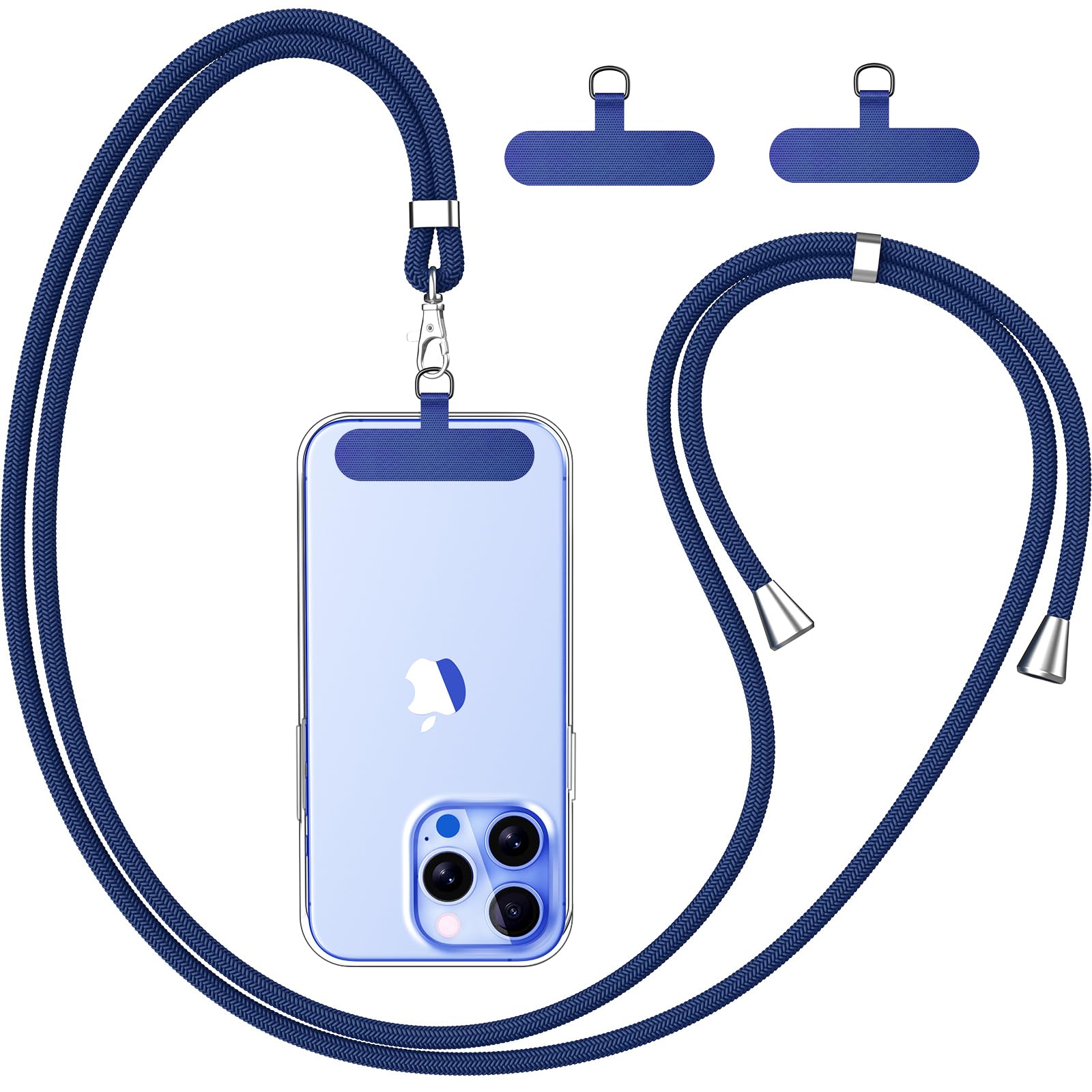 caslord Handyband Universal, Handy Lanyard mit 2 Stück Universelles Patch, Handyband mit Hülle kombinierbar, Einstellbar und Abnehmbar -Dunkelblau