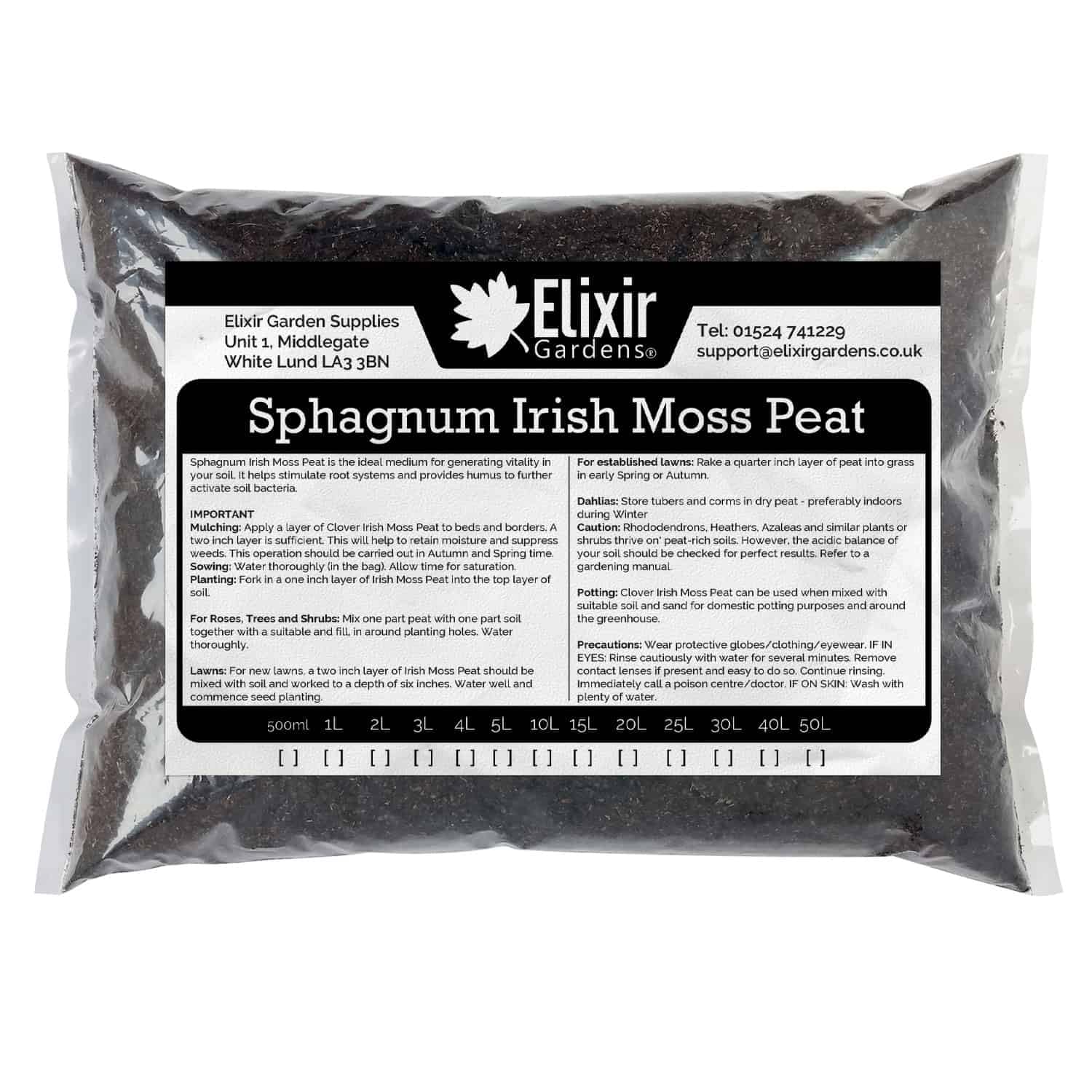 EUROPEAN ORIGIN fine peat, to improve the physical and biochemical properties of sandy and clayey soils. Ideal alone for Acidic Plants, such as Azaleas, Hydrangeas and Carnivorous, (3L)