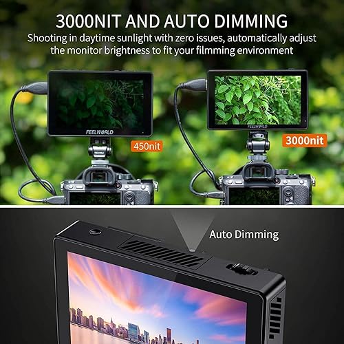Miniatura 9 de FEELWORLD 1600Nit 4k Ultra Brillante Cámara Video Monitor 5.5 Pulgadas HDMI Pantalla Táctil DSLR Monitor de Campo 1920x1200 IPS F970 Kit de