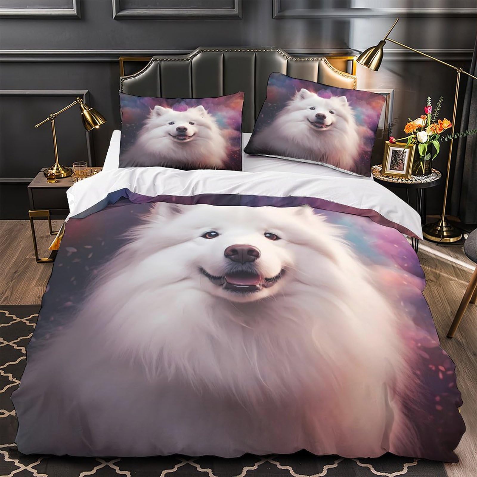 Housse de couette tigre 260x220cm microfibre résistante avec fermeture éclair