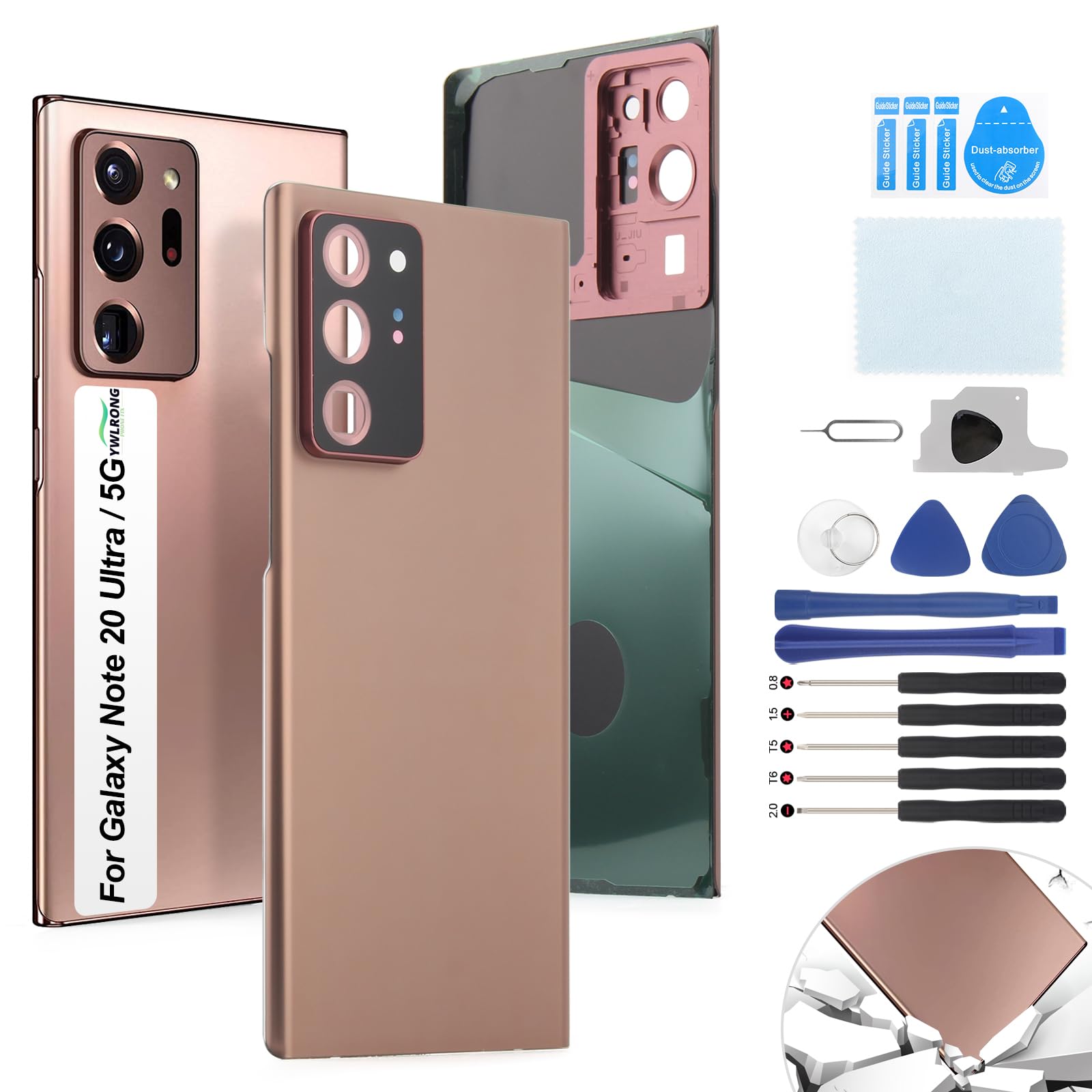 Back Cover for Samsung Galaxy Note 20 Ultra 5G Back Glass Replacement for Samsung Galaxy Note 20 Ultra Rear Glass Replacement Battery Cover Door Accessories (Bronze)