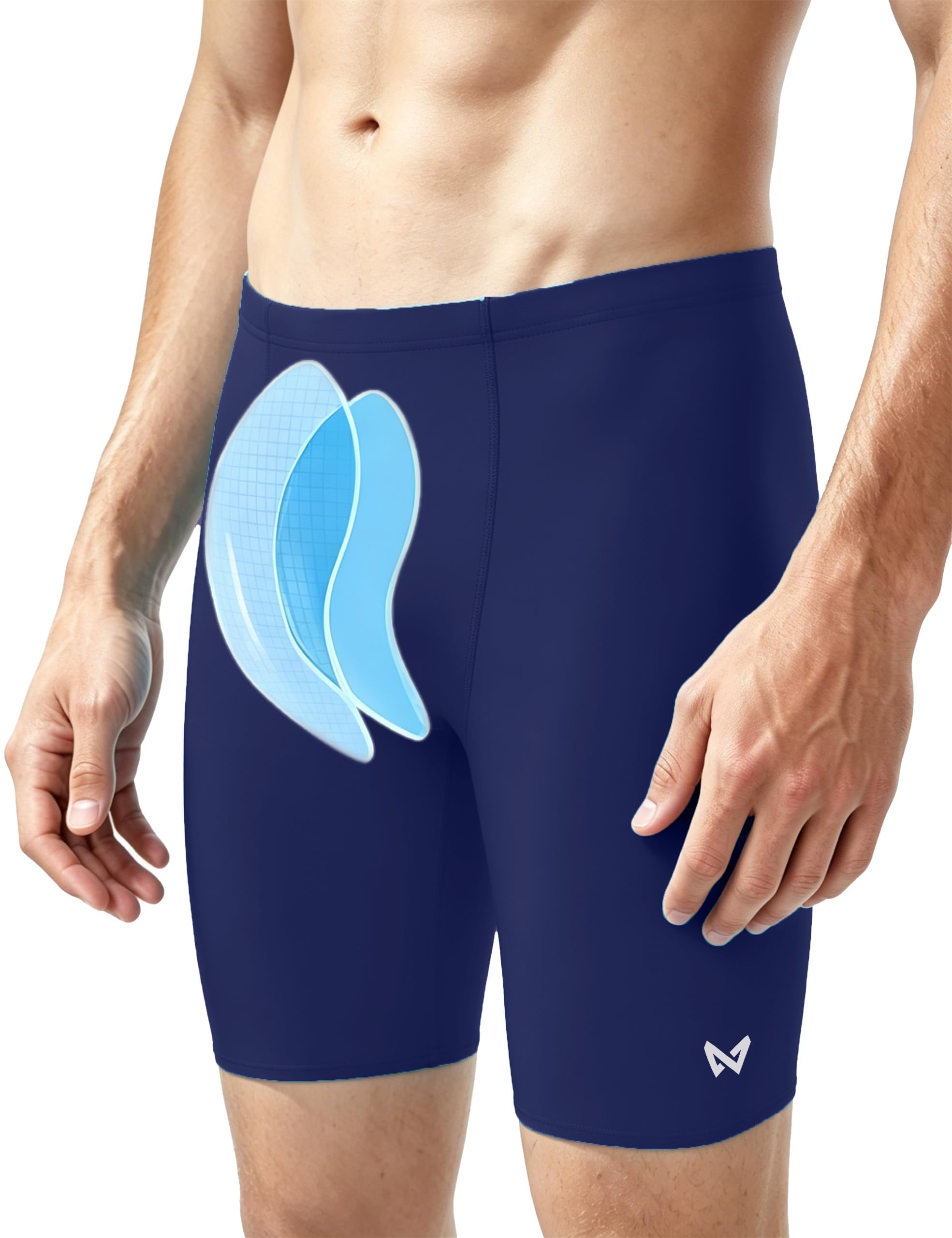Herren Schwimmhose Jammer, chlorresistente und gefütterte Badehose, Wettkampf-Schwimmshorts mit Kordelzug, UPF 50+