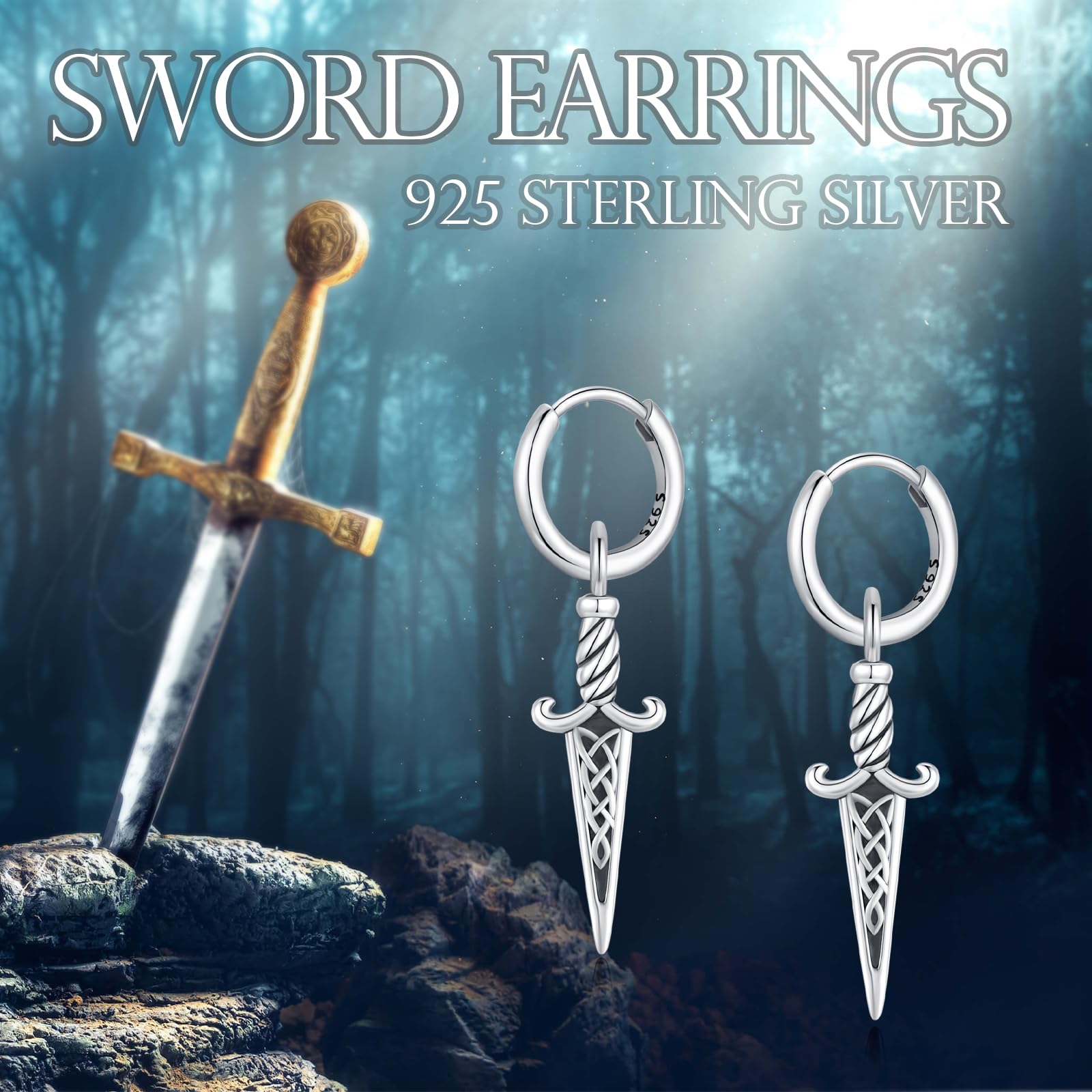 REDSUN Pendientes de aro vikingos con punta de flecha de plata de ley 925, pendientes ViKing Huggie, gota celta, joyería nórdica para hombre, mujer, unisex, regalo para hijo, ca. 22 × 8 mm, Plata de