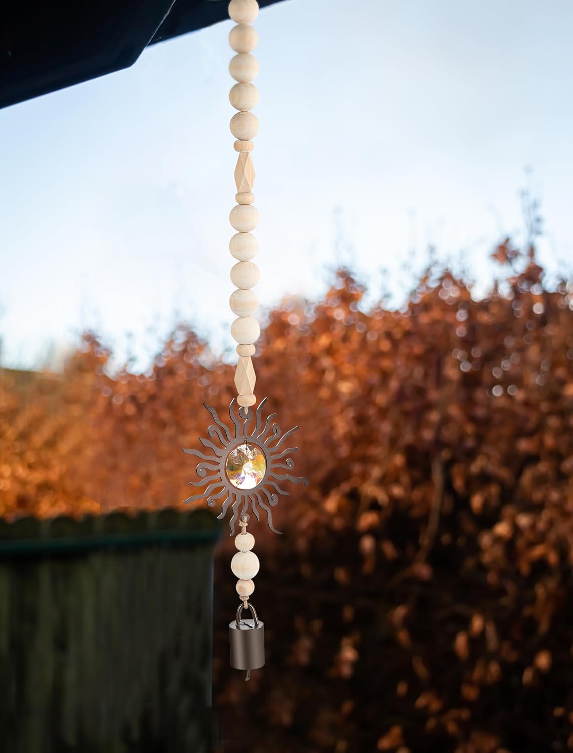 Wooden Wind Chimes with Suncatcher, Boho Hanging Windchimes Sun Catcher Home Decor, and Clear Crystal Prism - Suitable as a Gift for Mom and Women, Rainbow Maker for Windows, Porches, and Patios - Image 6