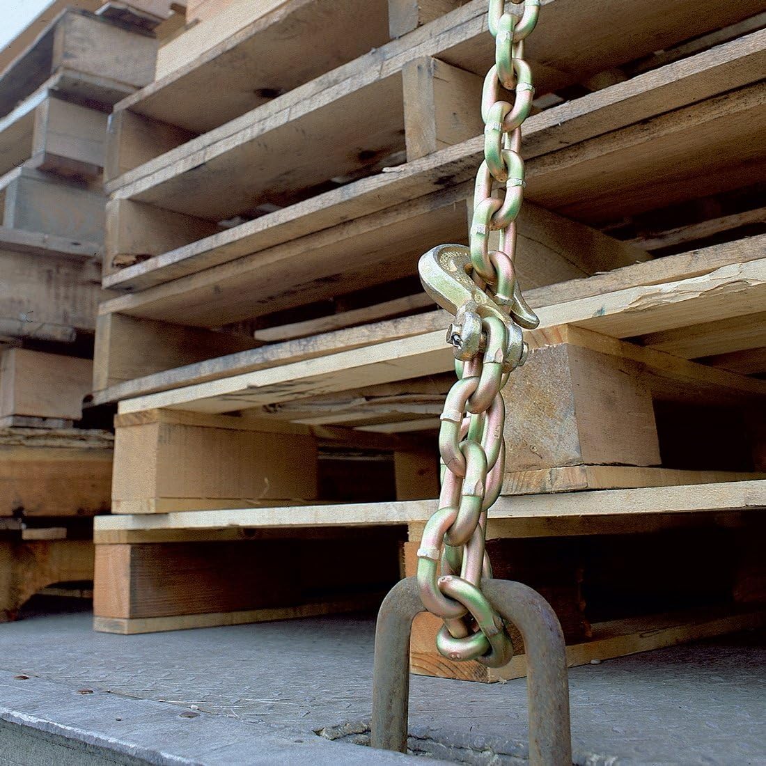 VULCAN Binder Chain with Grab and Sling Hooks - Grade 70 Standard Duty - 3/8 Inch x 4 Foot - 6,600 Pound Safe Working Load