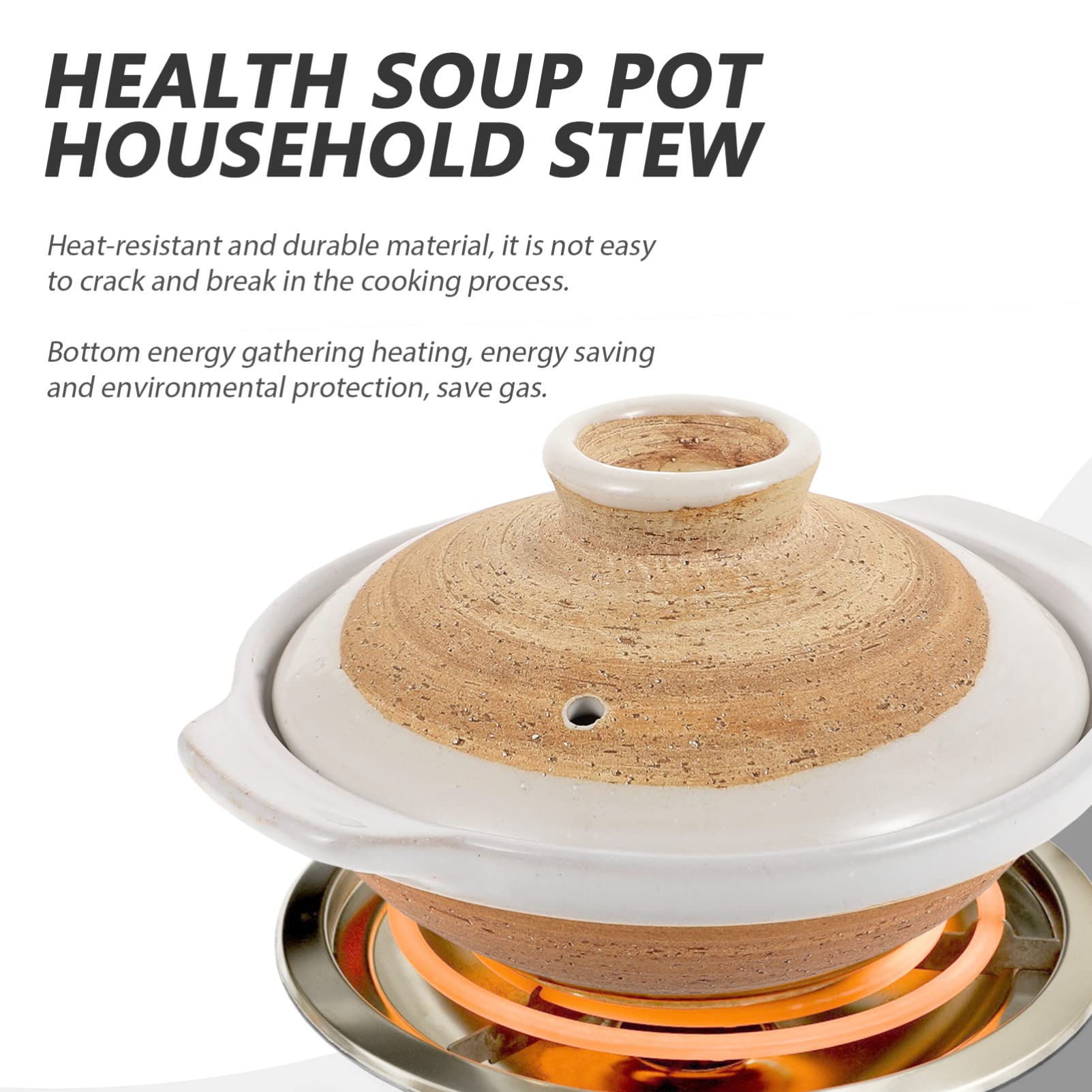BESTonZON Cacerola de cerámica de arcilla japonesa Sumi Kannyu Donabe antiadherente olla de tierra china con tapa para olla caliente Dolsot Bibimbap sopa 18 cm C