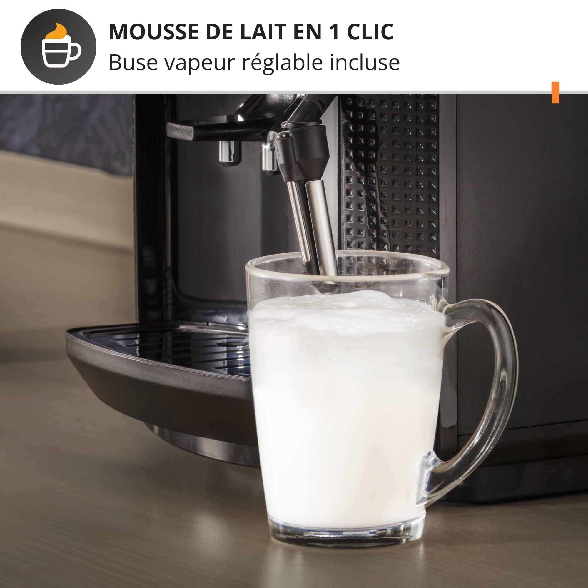 Krups Machine à café grain Essential noire YY8125FD, expresso 2 tasses, nettoyage automatique, buse vapeur cappuccino